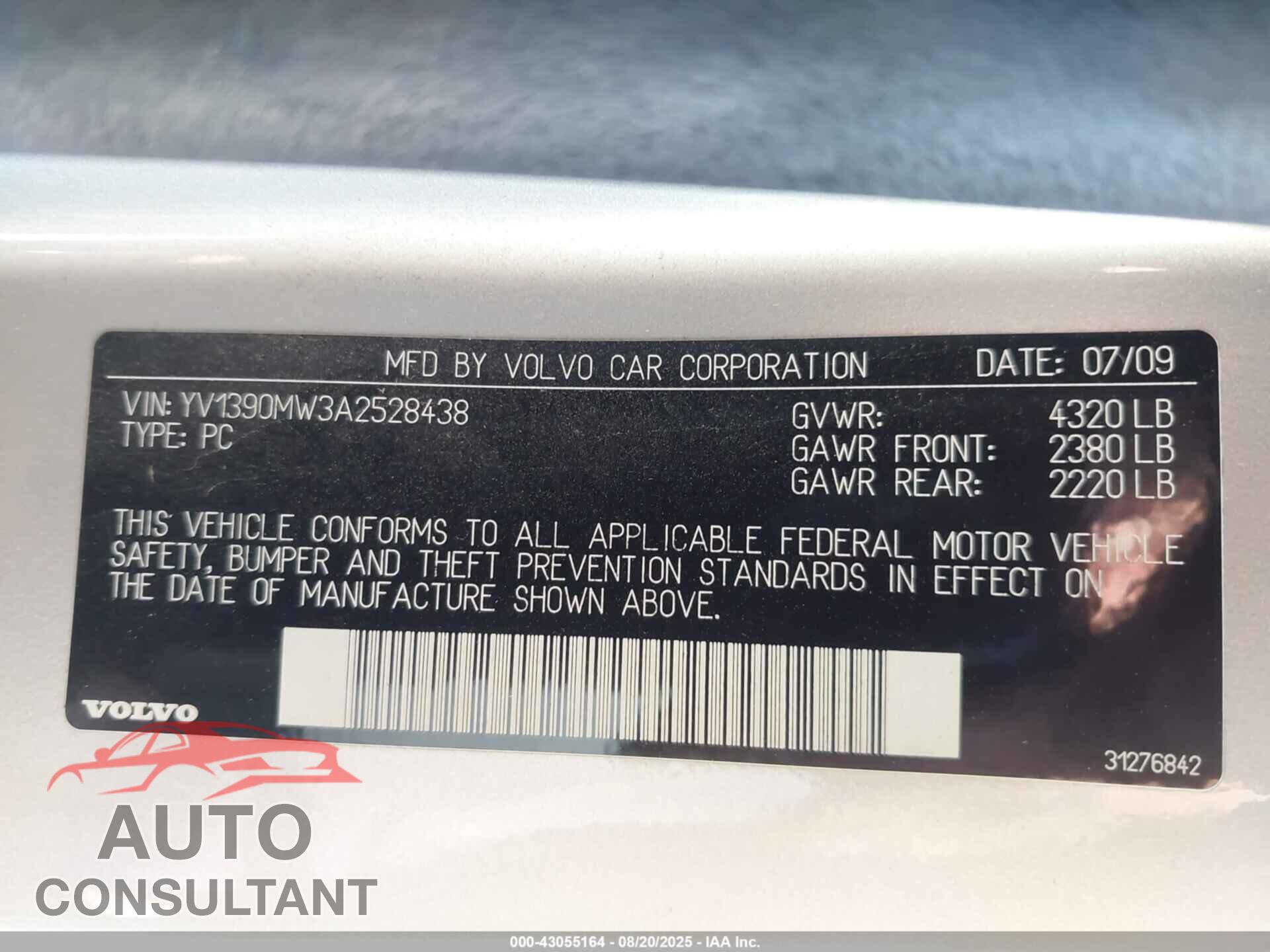VOLVO V50 2010 - YV1390MW3A2528438