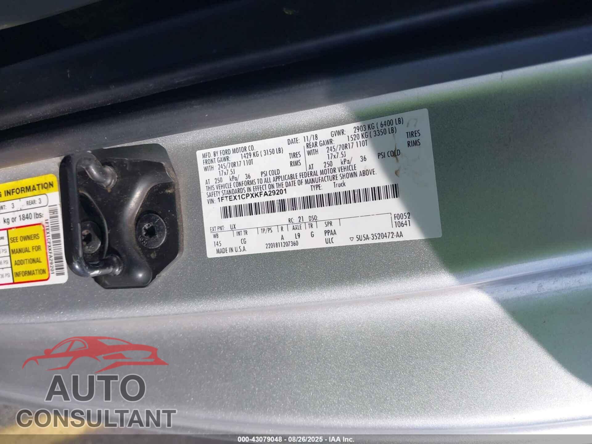 FORD F-150 2019 - 1FTEX1CPXKFA29201