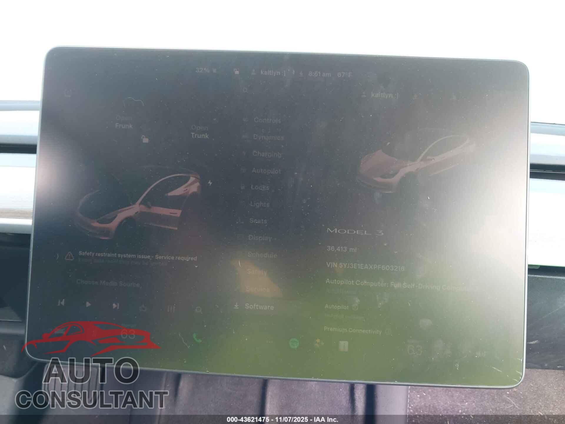 TESLA MODEL 3 2023 - 5YJ3E1EAXPF603216