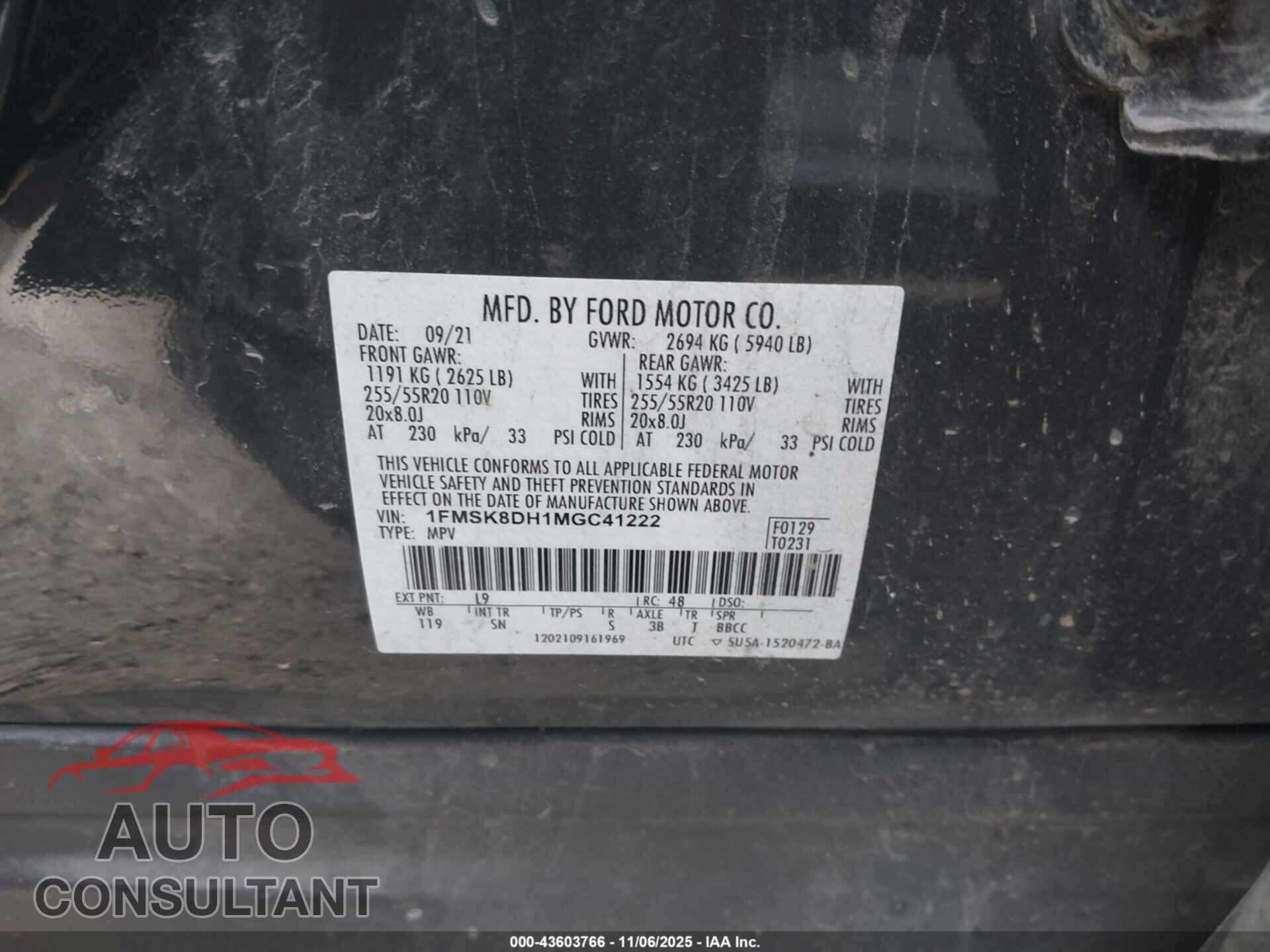 FORD EXPLORER 2021 - 1FMSK8DH1MGC41222