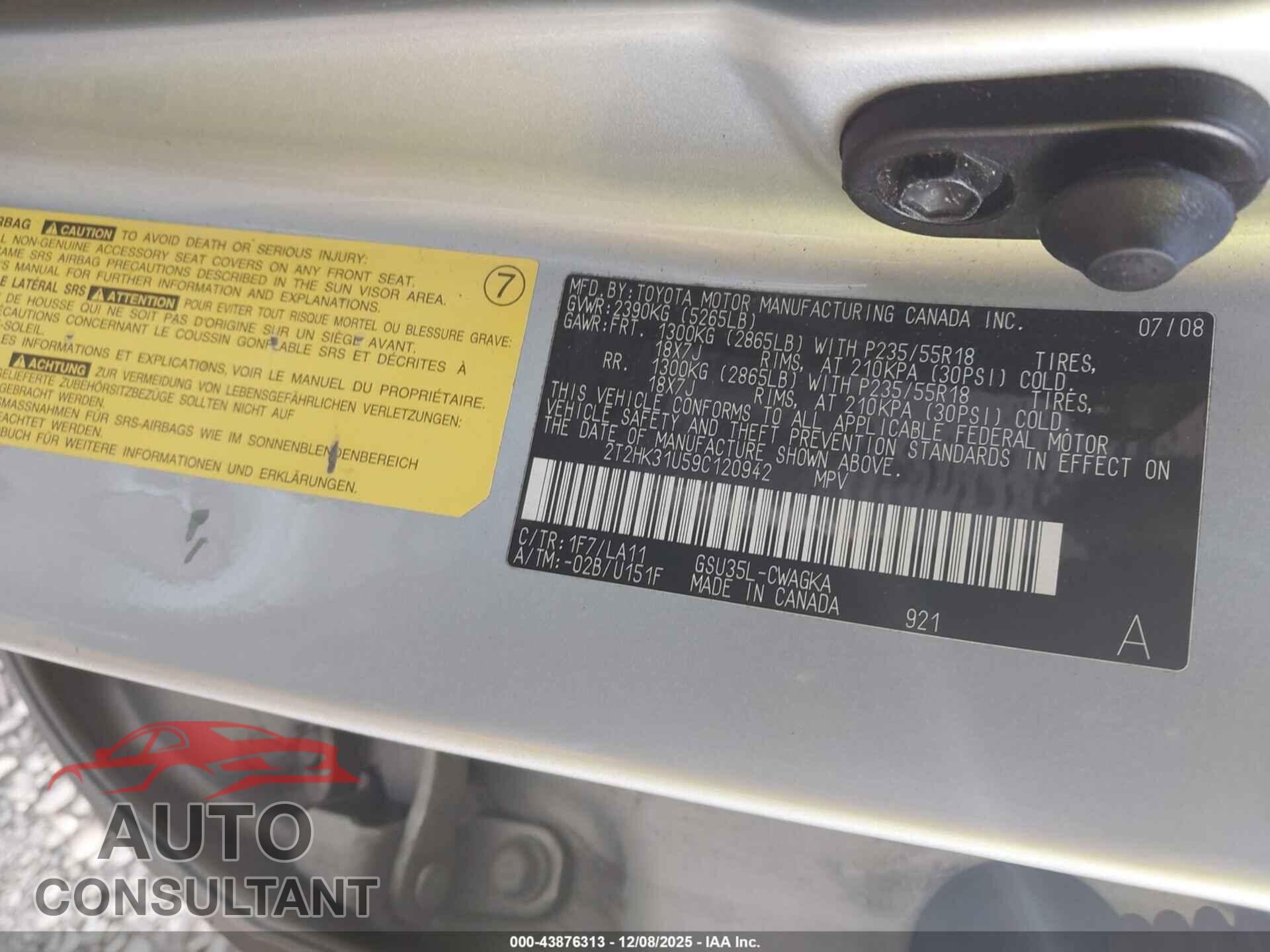 LEXUS RX 350 2009 - 2T2HK31U59C120942
