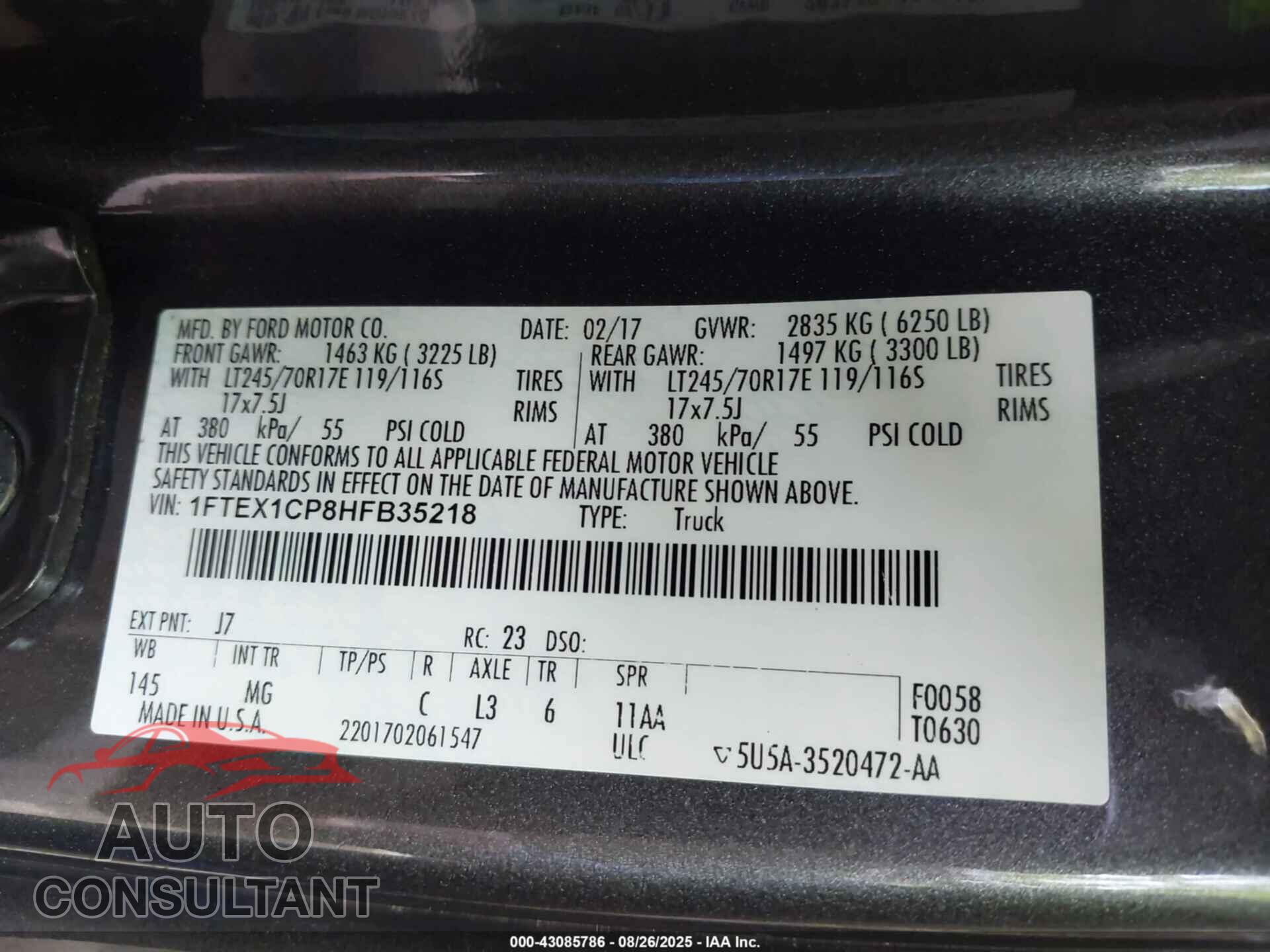 FORD F-150 2017 - 1FTEX1CP8HFB35218