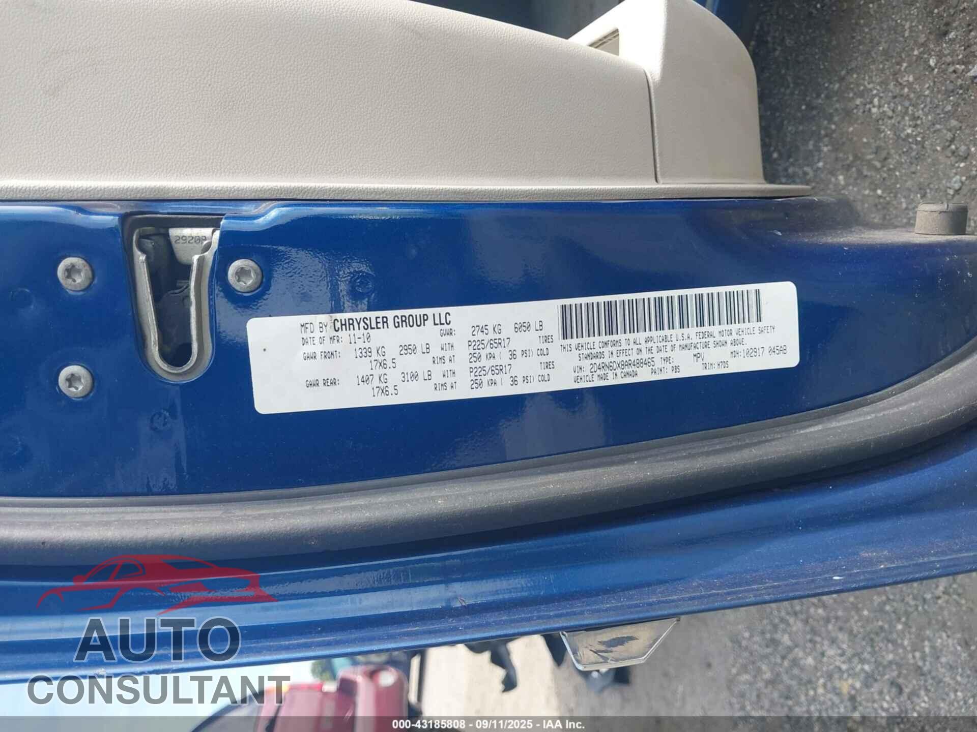 DODGE GRAND CARAVAN 2010 - 2D4RN6DX8AR488465