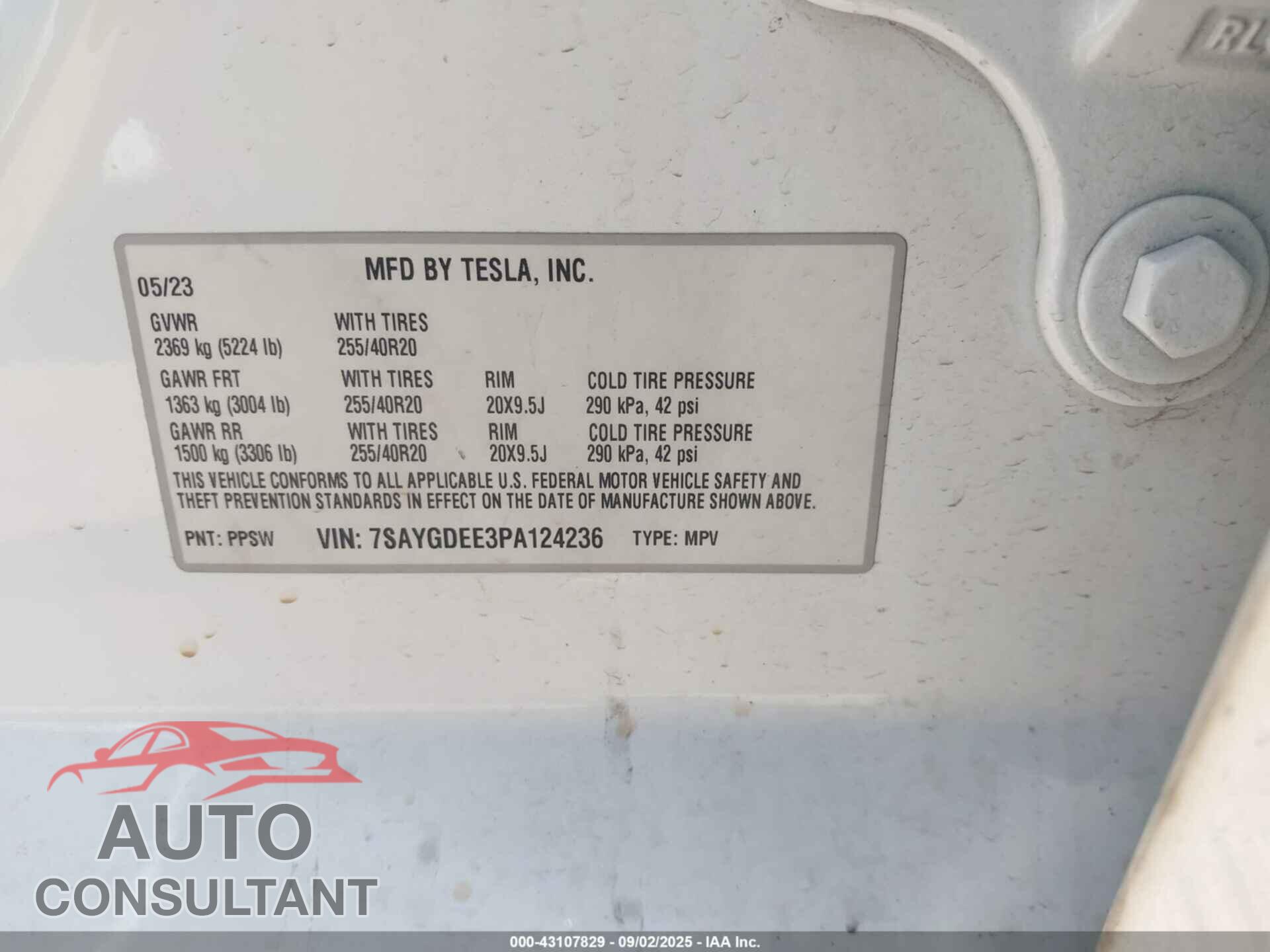 TESLA MODEL Y 2023 - 7SAYGDEE3PA124236