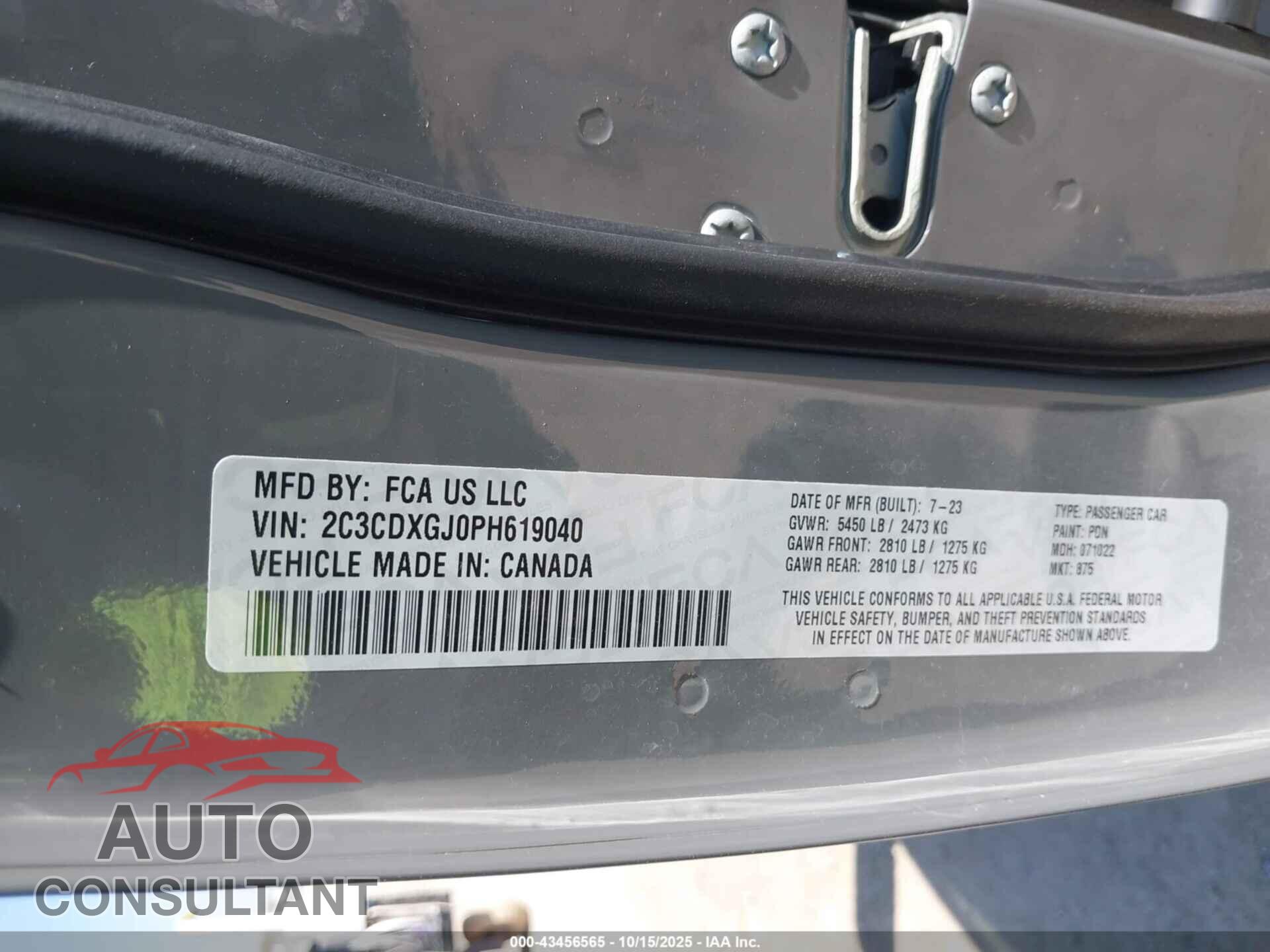 DODGE CHARGER 2023 - 2C3CDXGJ0PH619040