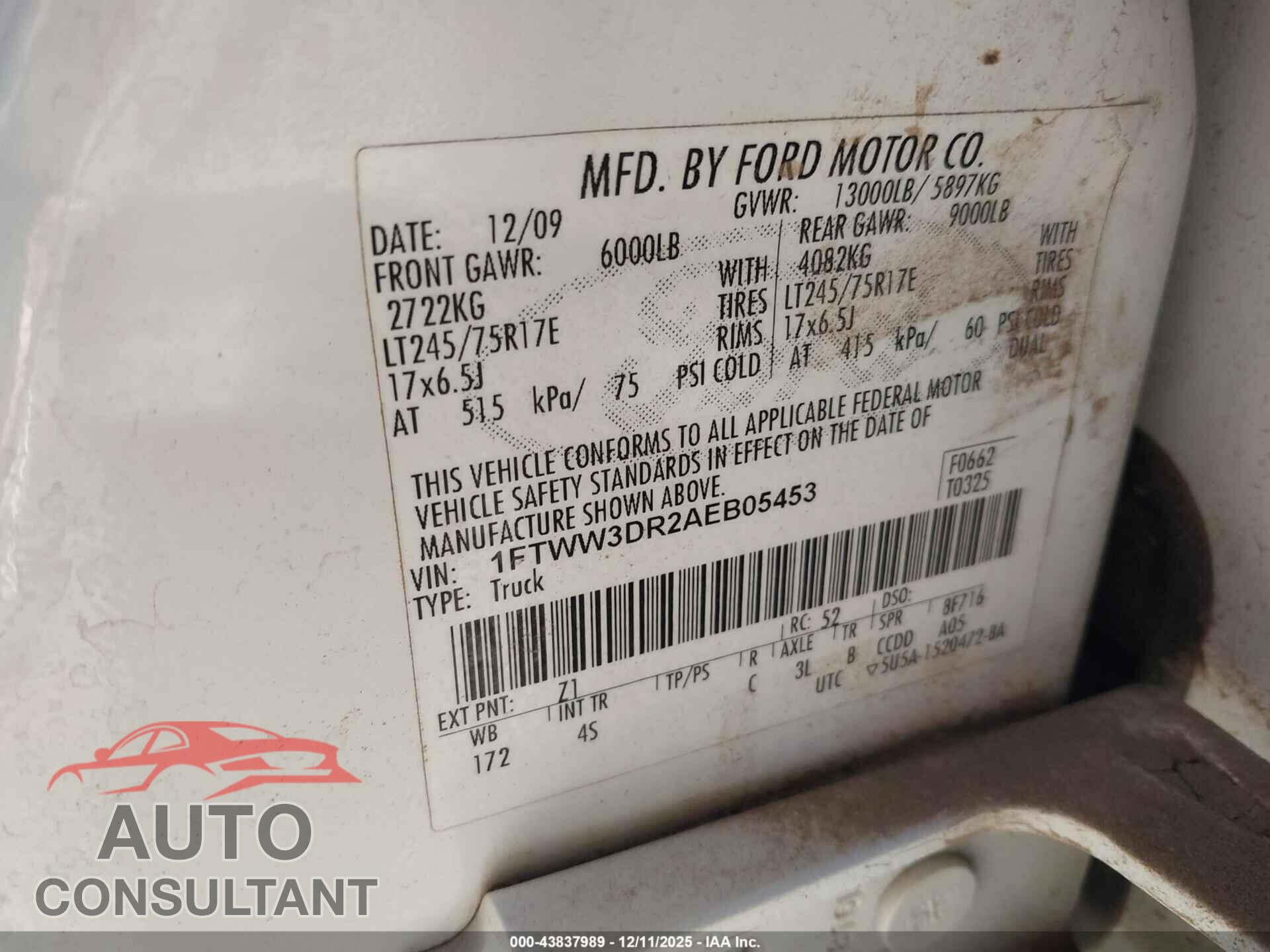 FORD F-350 2010 - 1FTWW3DR2AEB05453