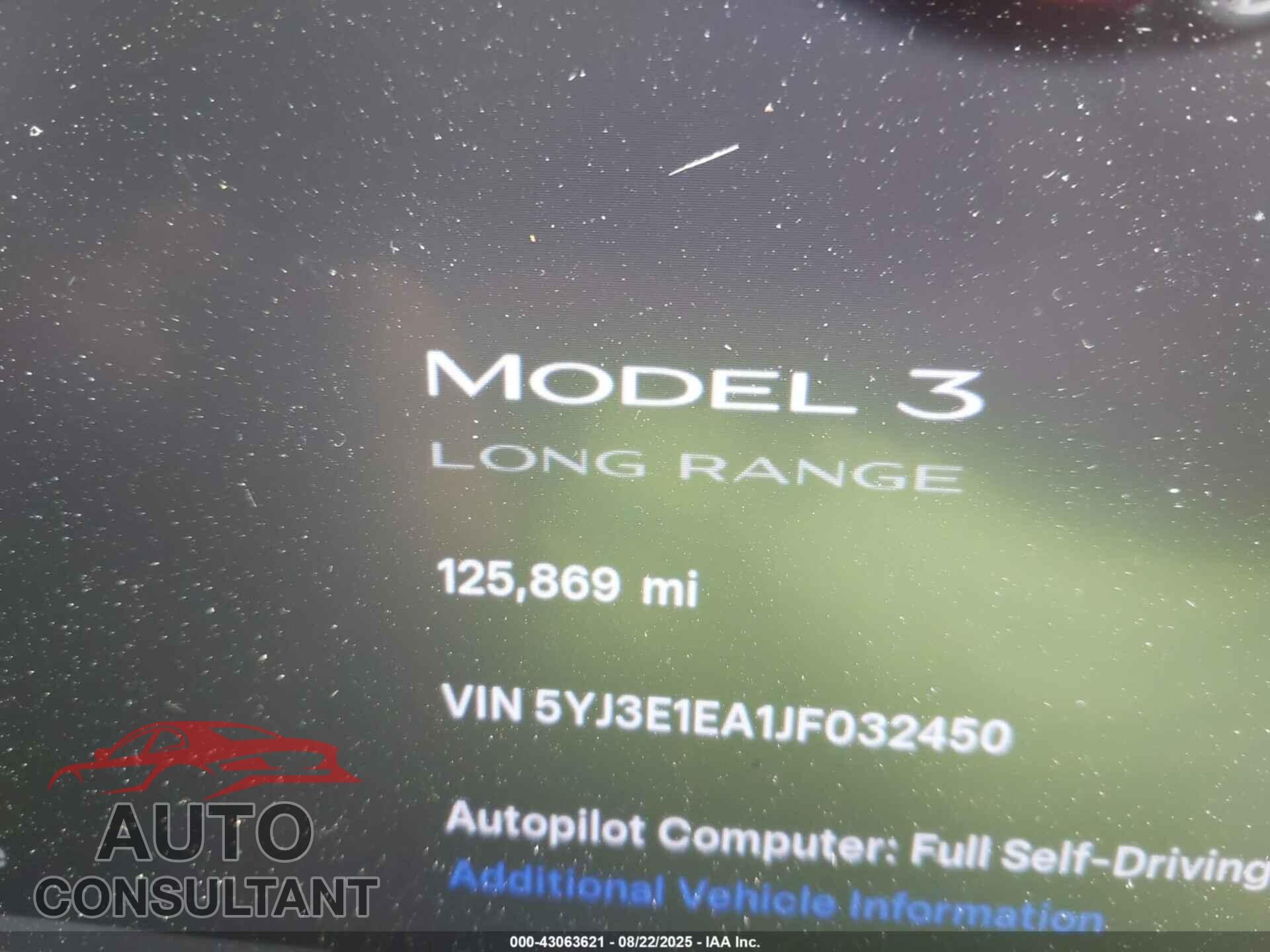 TESLA MODEL 3 2018 - 5YJ3E1EA1JF032450