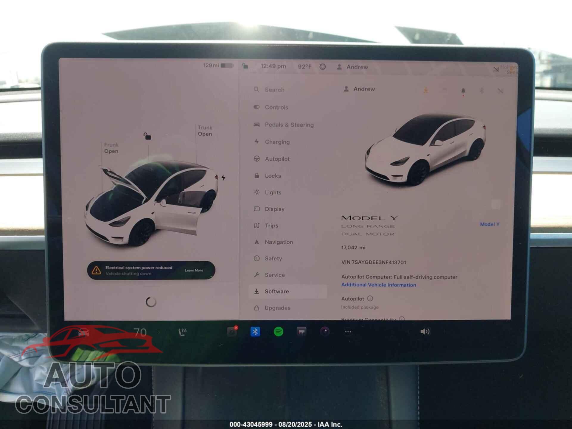 TESLA MODEL Y 2022 - 7SAYGDEE3NF413701