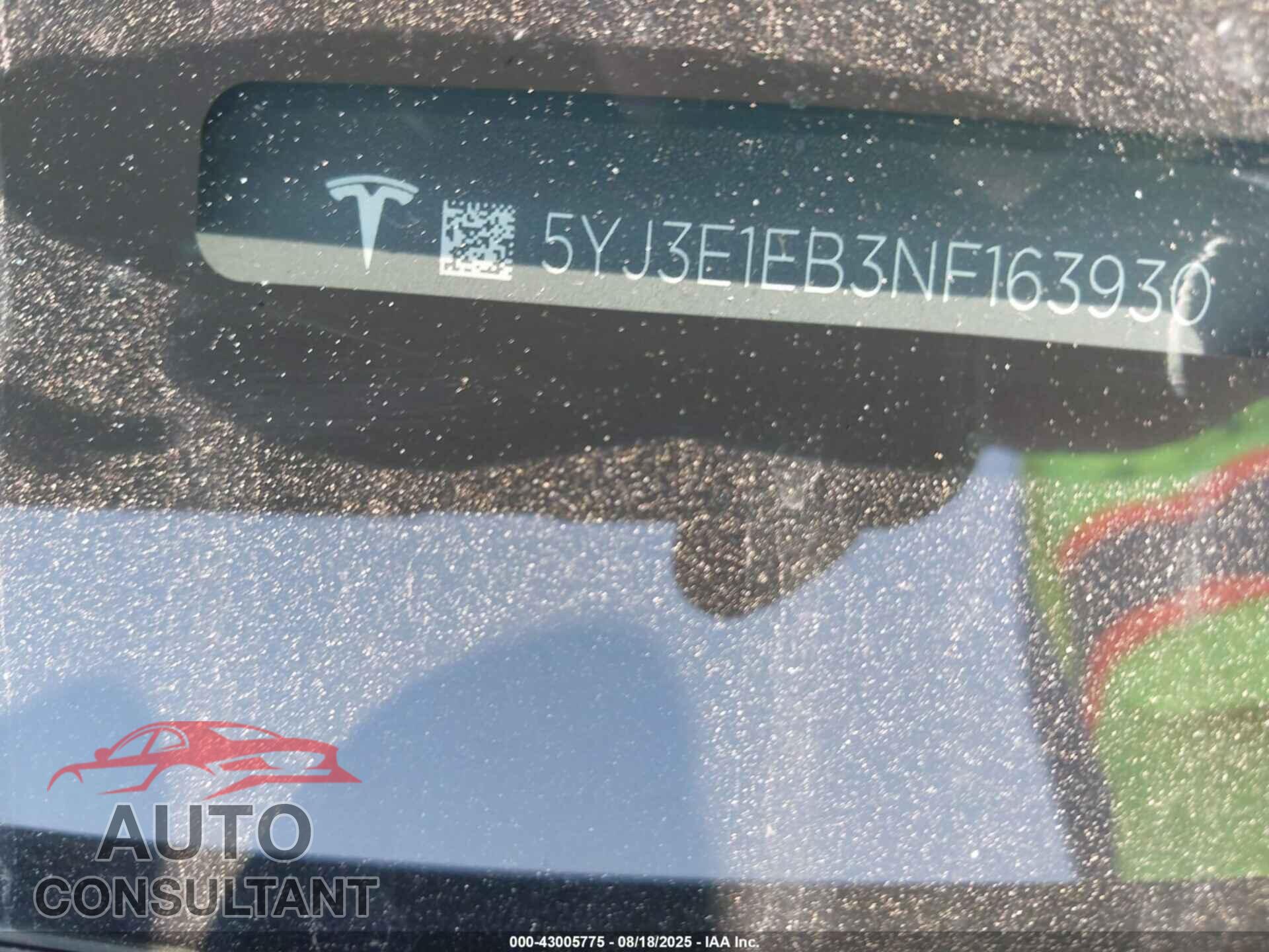 TESLA MODEL 3 2022 - 5YJ3E1EB3NF163930