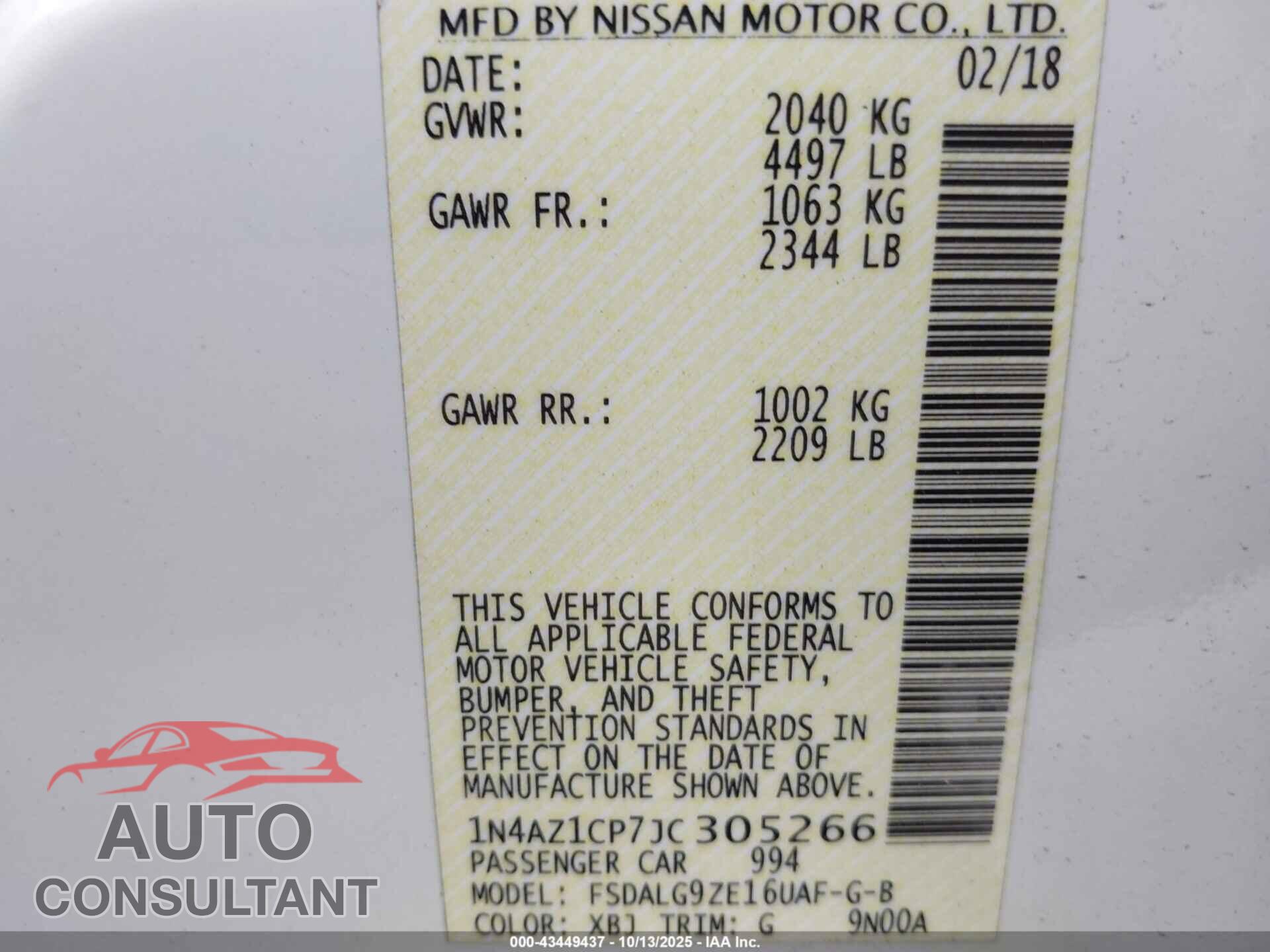 NISSAN LEAF 2018 - 1N4AZ1CP7JC305266