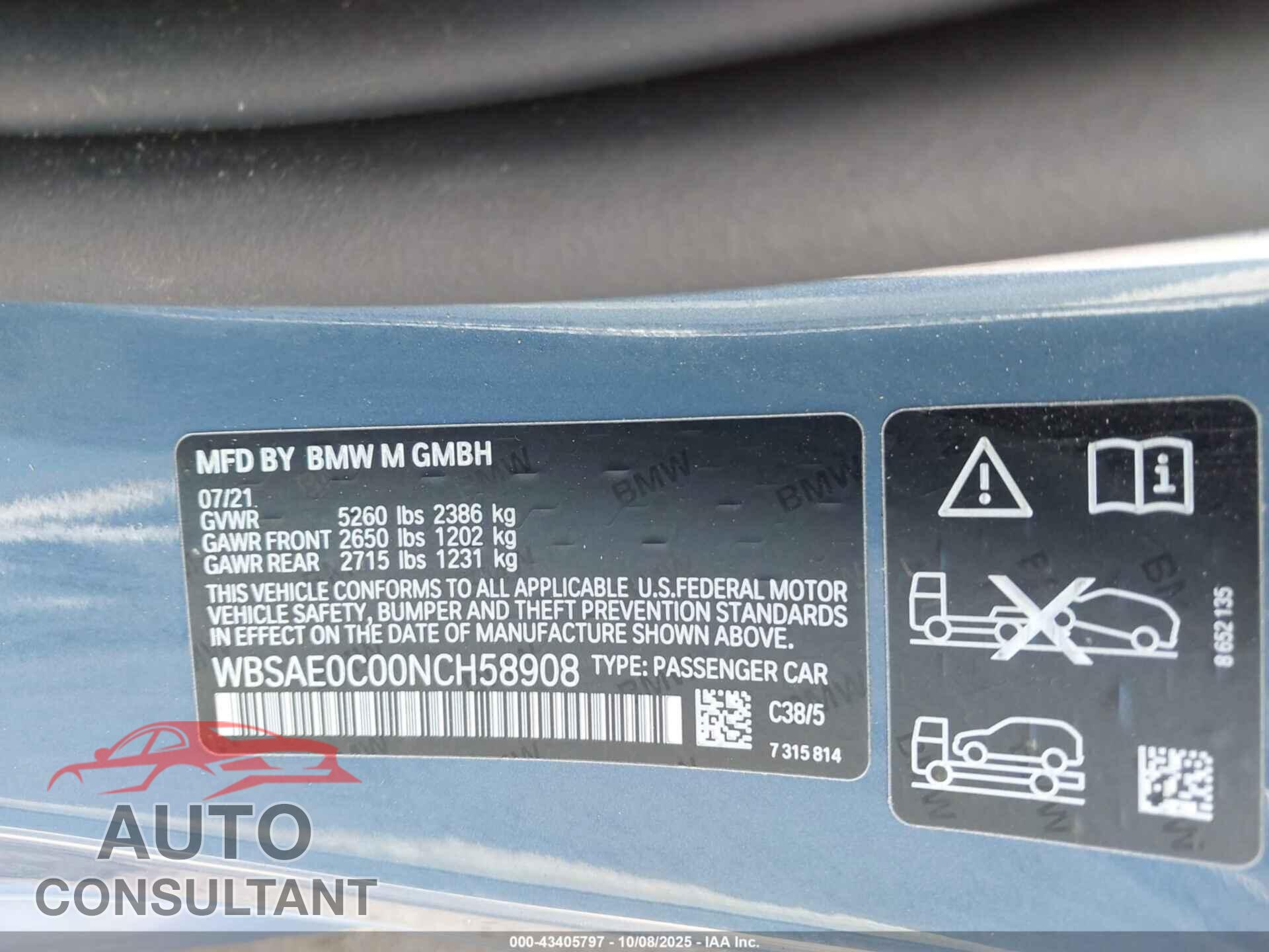 BMW M8 2022 - WBSAE0C00NCH58908