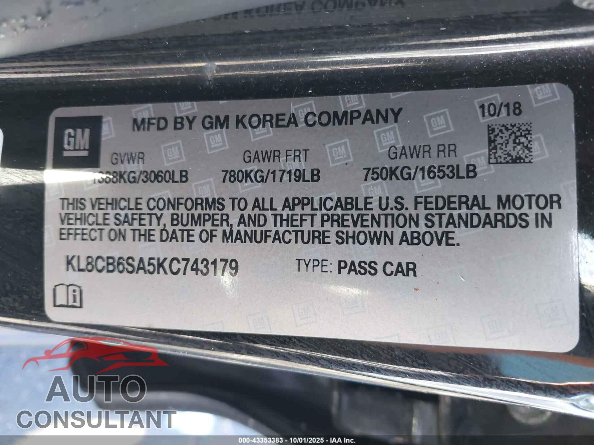 CHEVROLET SPARK 2019 - KL8CB6SA5KC743179