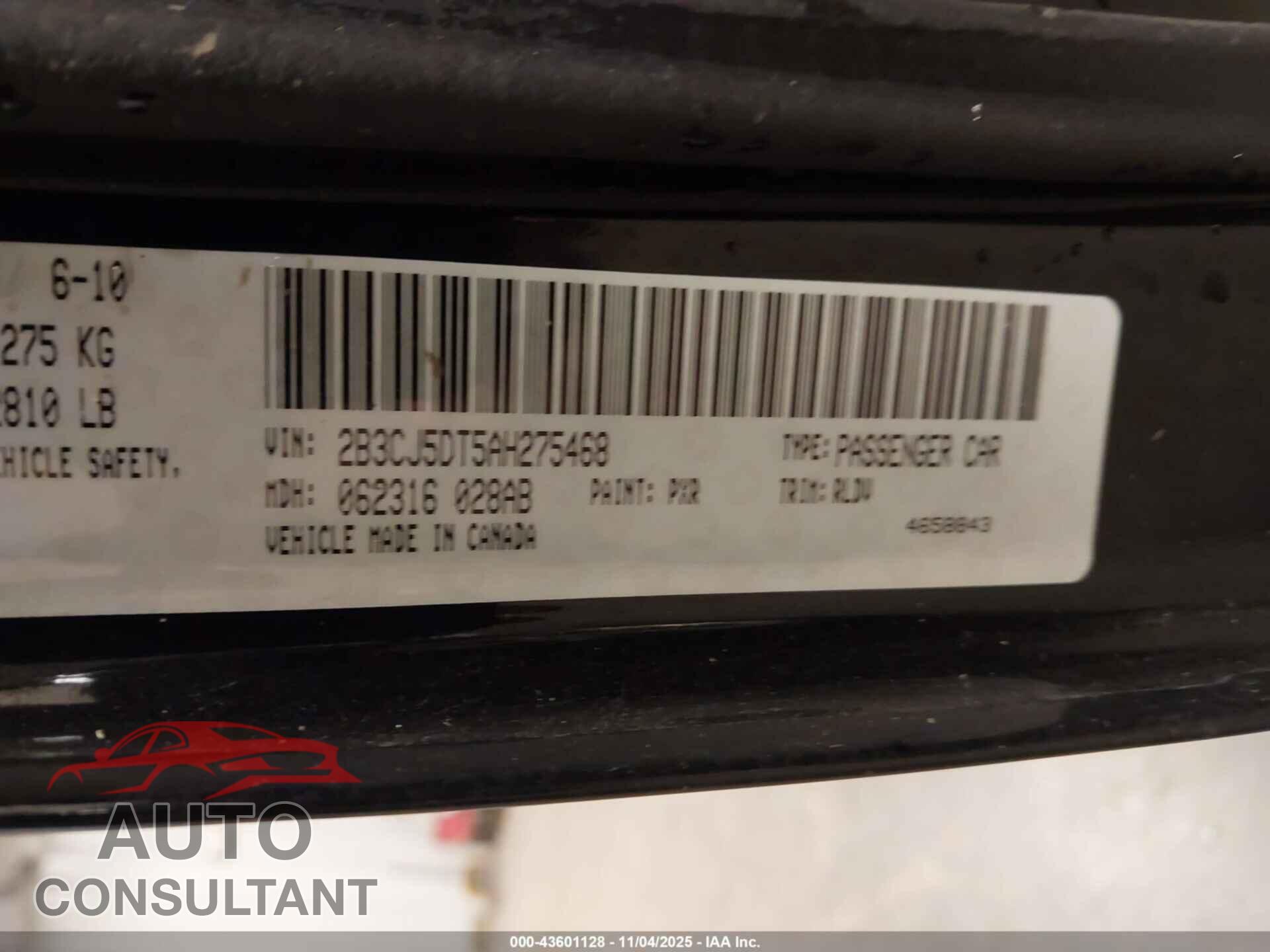 DODGE CHALLENGER 2010 - 2B3CJ5DT5AH275468
