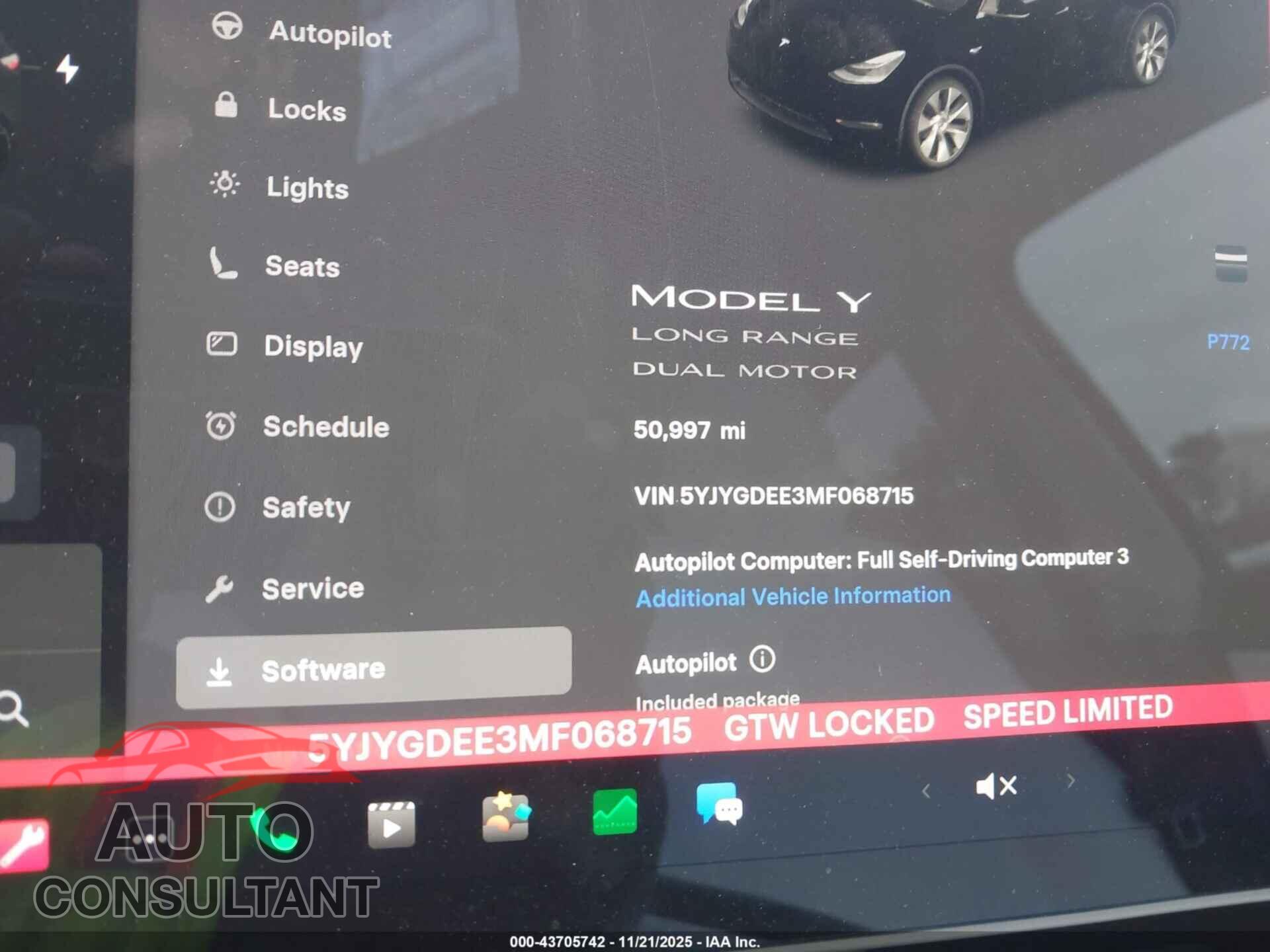 TESLA MODEL Y 2021 - 5YJYGDEE3MF068715