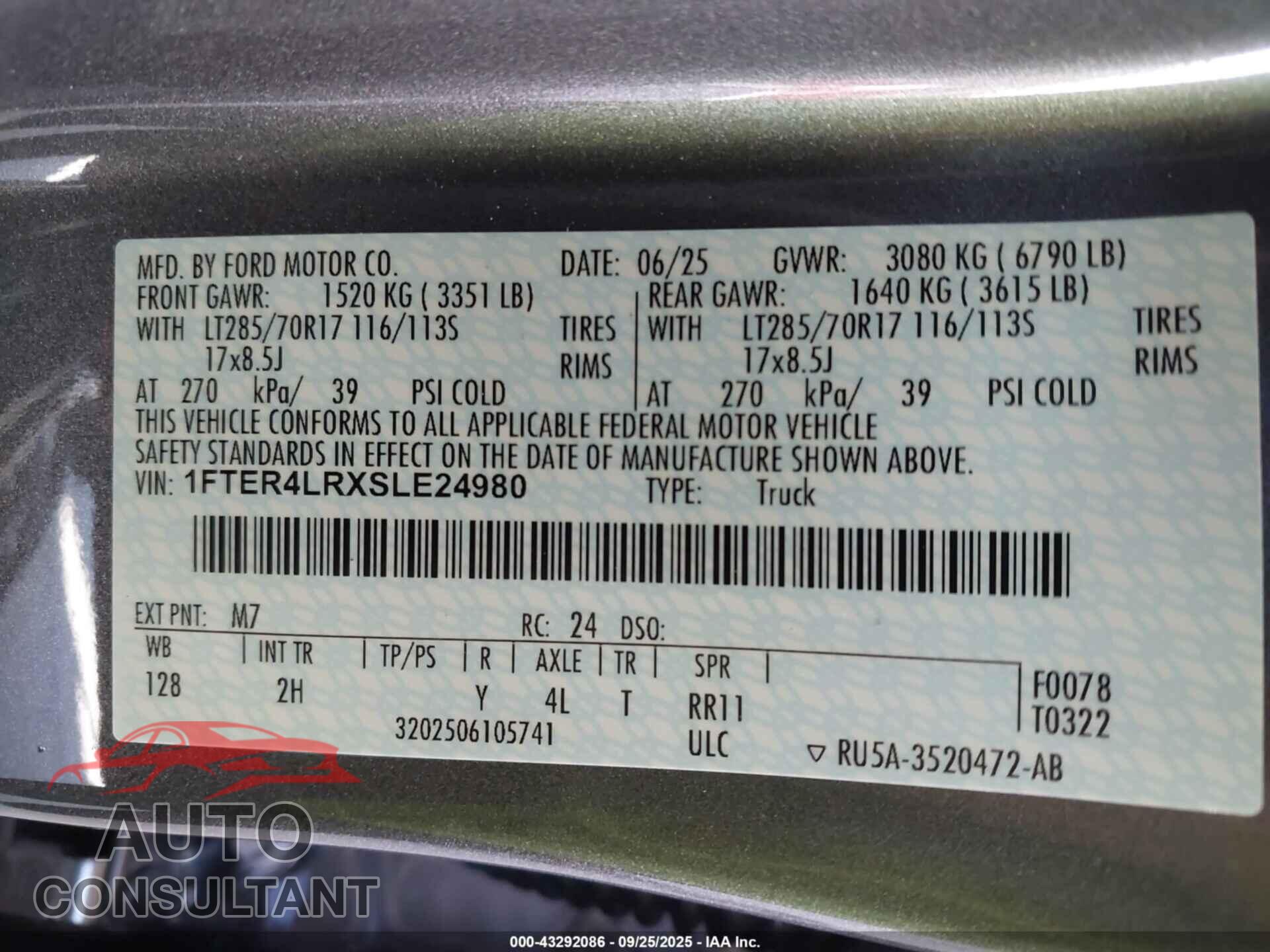 FORD RANGER 2025 - 1FTER4LRXSLE24980