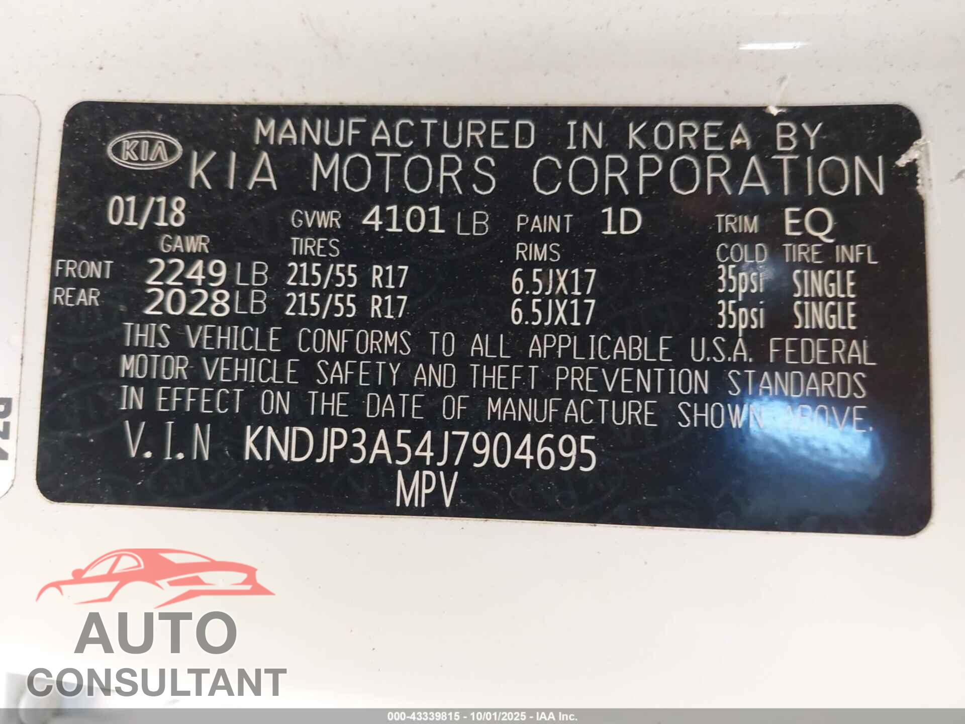 KIA SOUL 2018 - KNDJP3A54J7904695