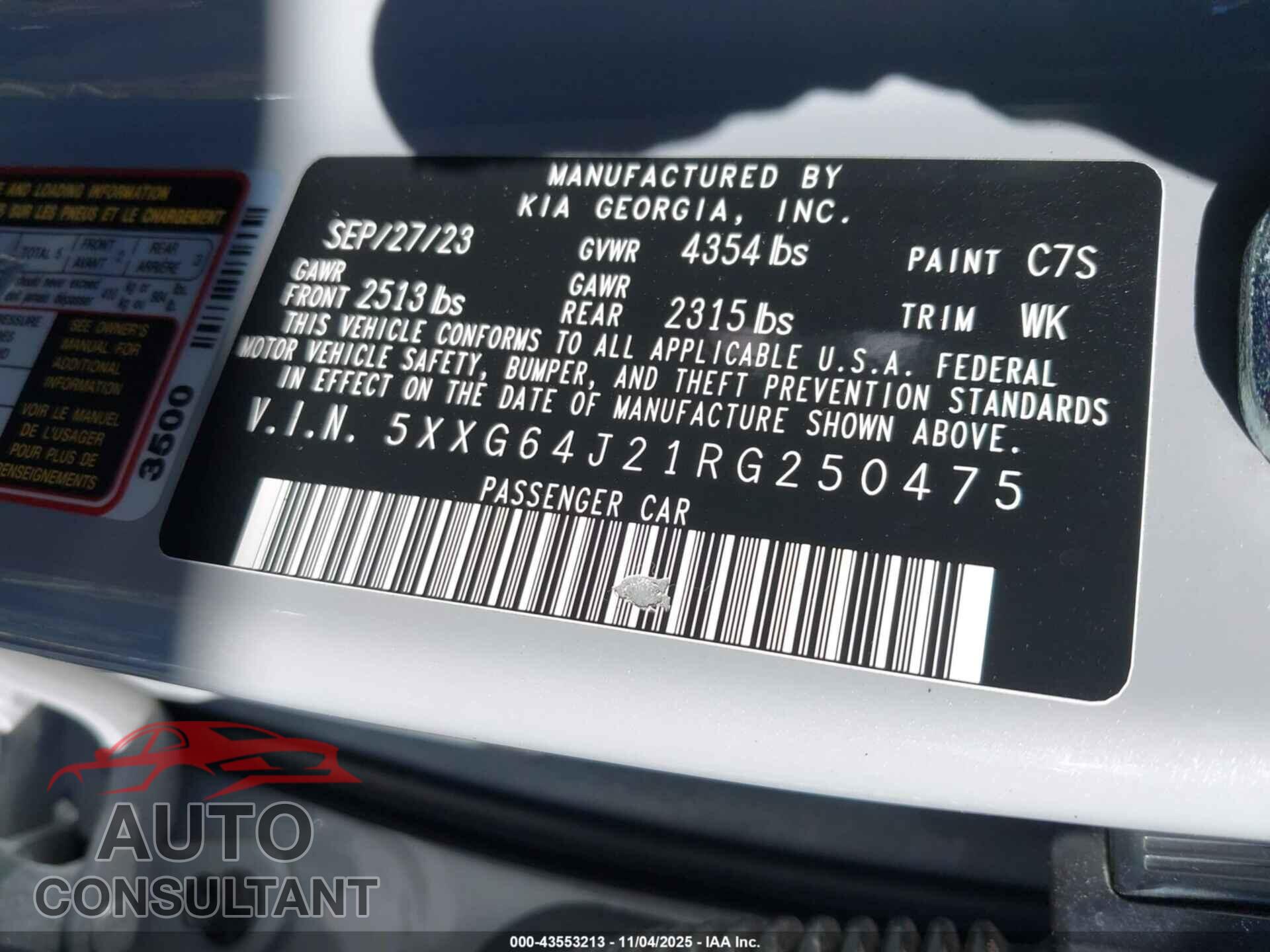 KIA K5 2024 - 5XXG64J21RG250475