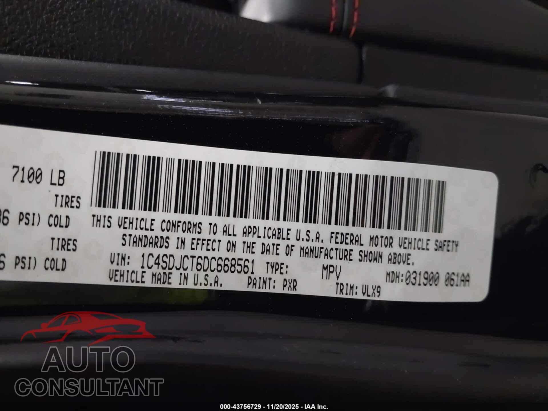 DODGE DURANGO 2013 - 1C4SDJCT6DC668561