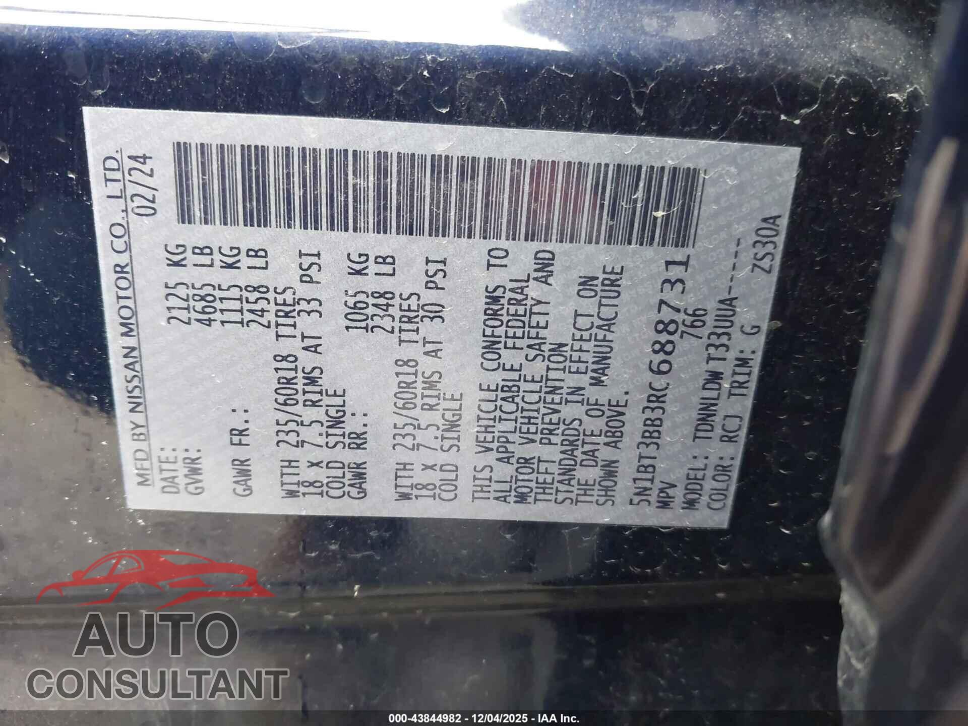 NISSAN ROGUE 2024 - 5N1BT3BB3RC688731