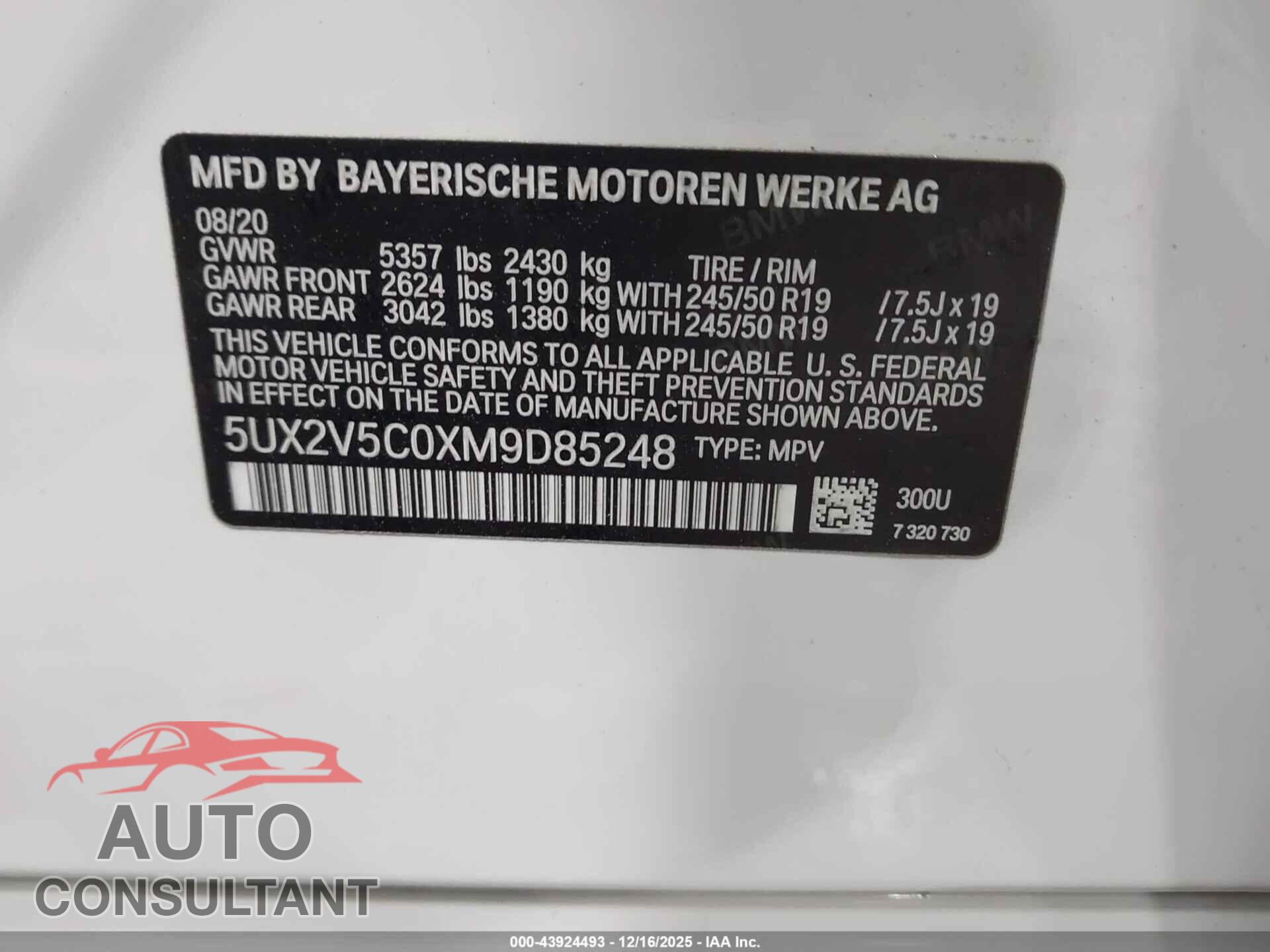 BMW X4 2021 - 5UX2V5C0XM9D85248
