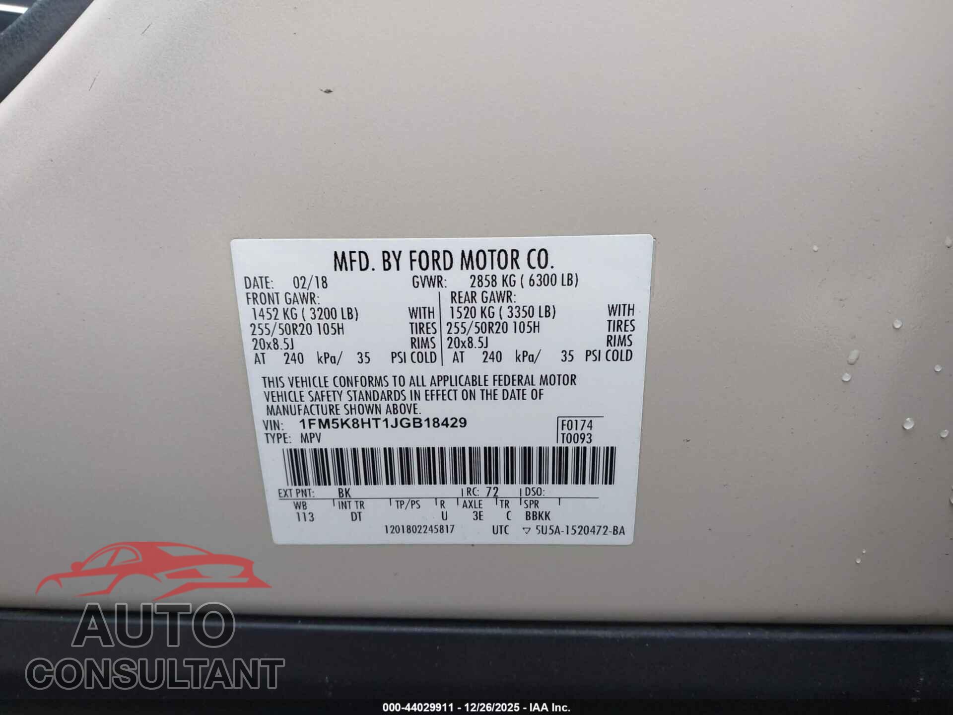 FORD EXPLORER 2018 - 1FM5K8HT1JGB18429