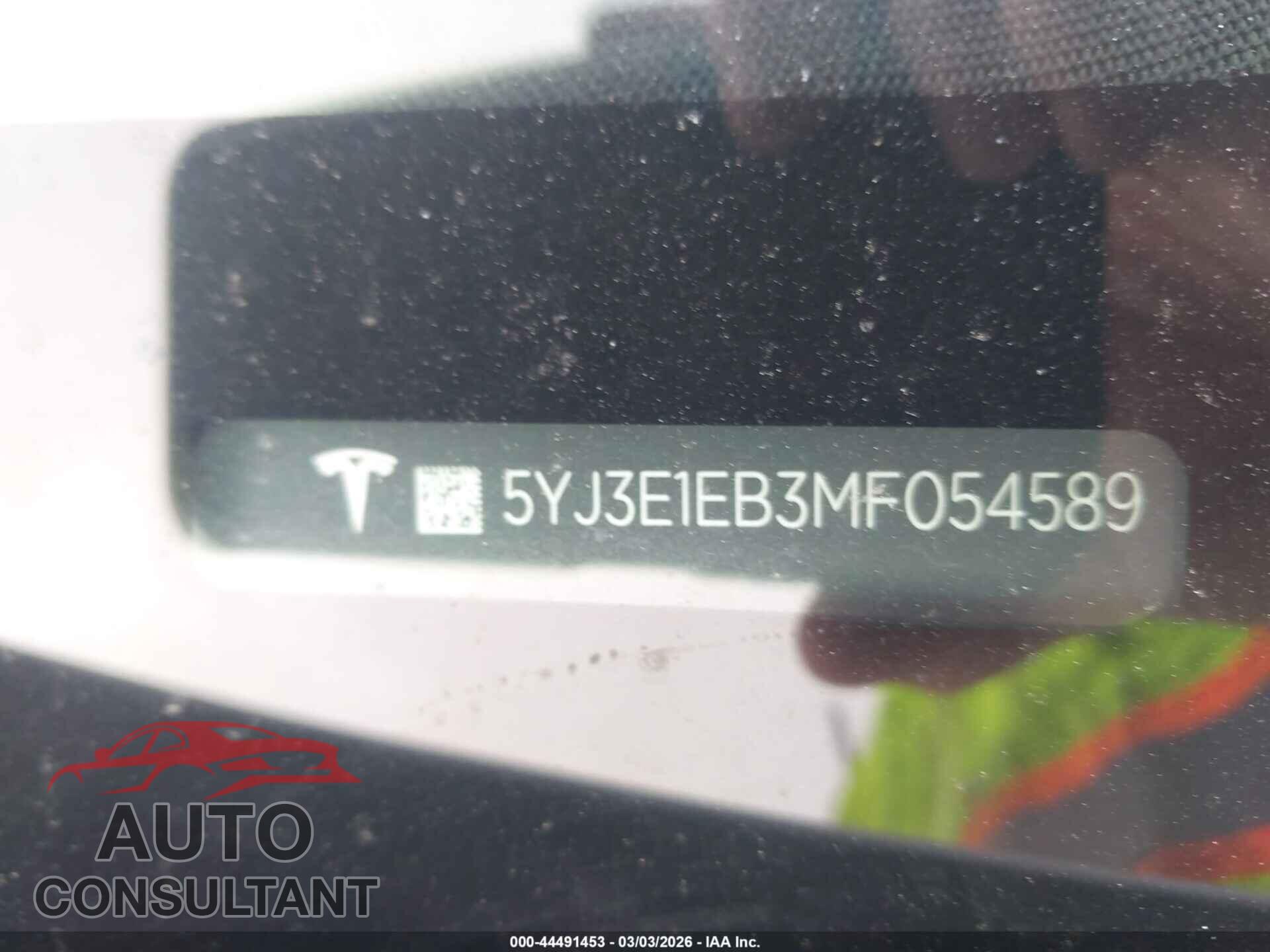 TESLA MODEL 3 2021 - 5YJ3E1EB3MF054589