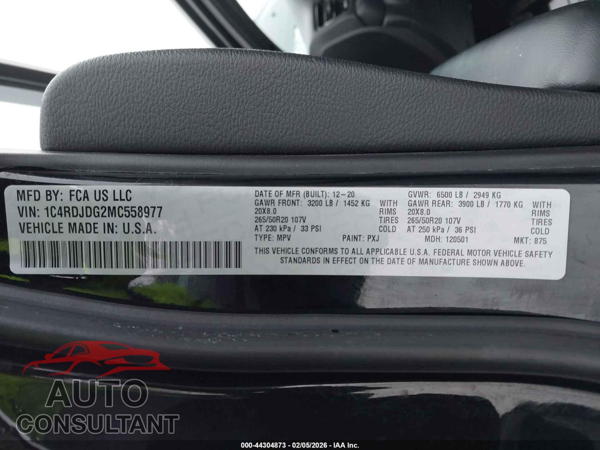DODGE DURANGO 2021 - 1C4RDJDG2MC558977