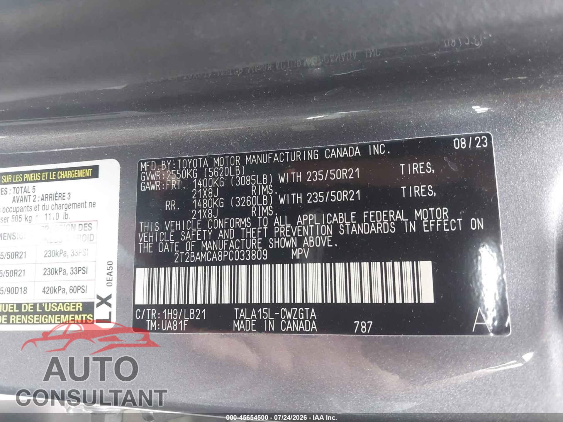 LEXUS RX 350 2023 - 2T2BAMCA8PC033809