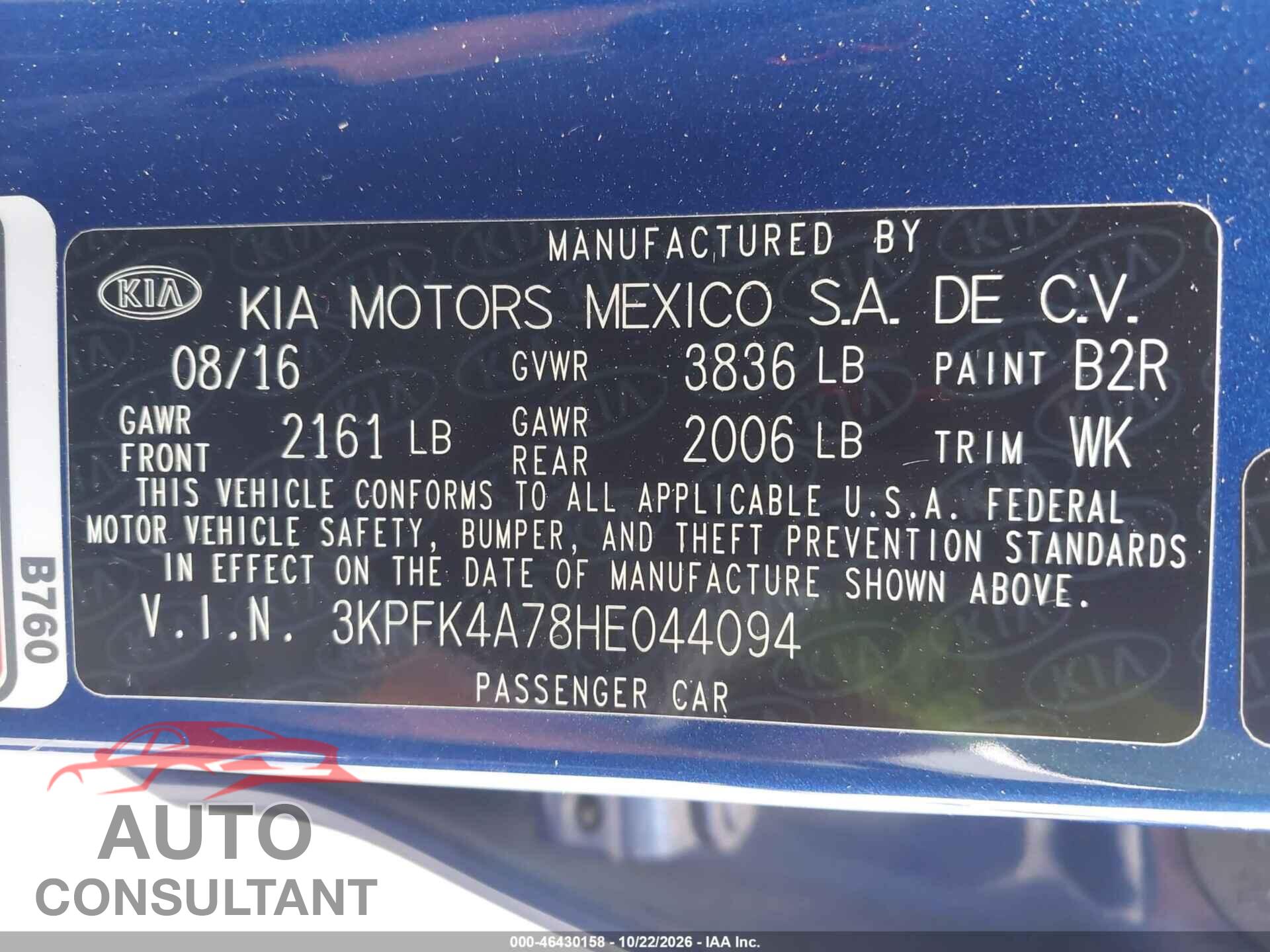 KIA FORTE 2017 - 3KPFK4A78HE044094