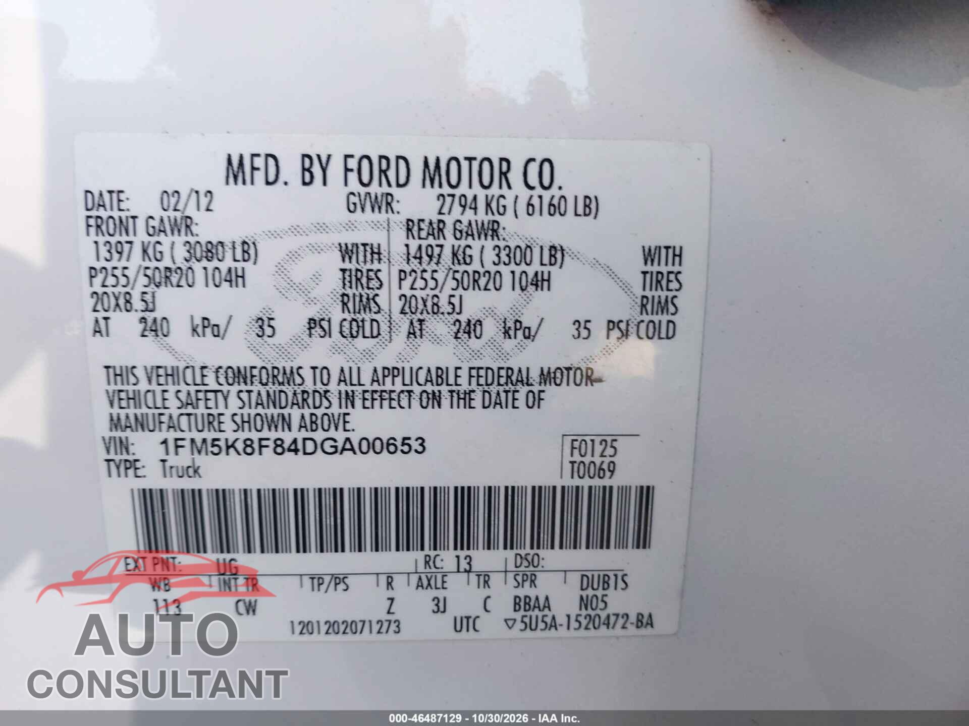 FORD EXPLORER 2013 - 1FM5K8F84DGA00653