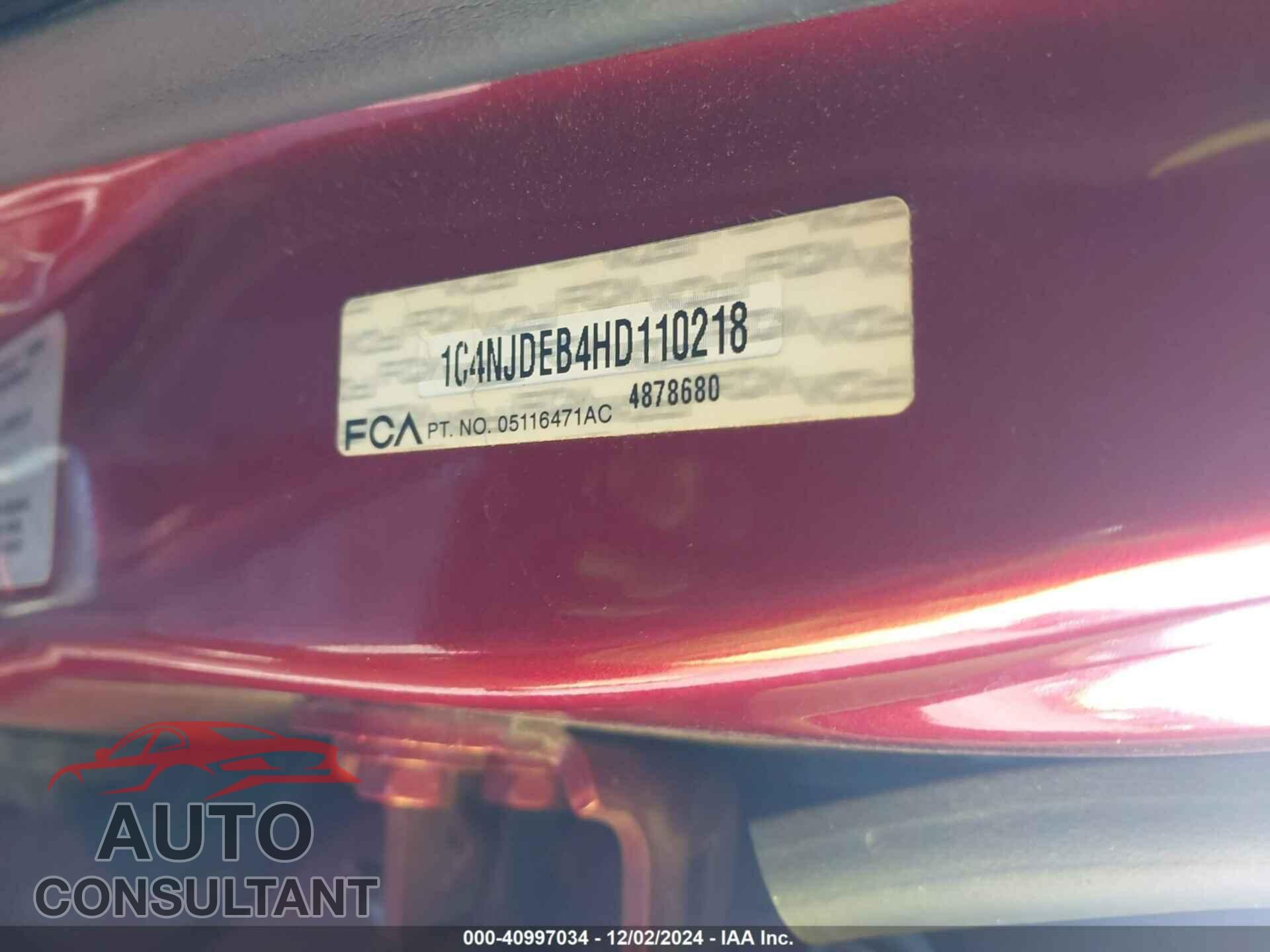 JEEP COMPASS 2017 - 1C4NJDEB4HD110218