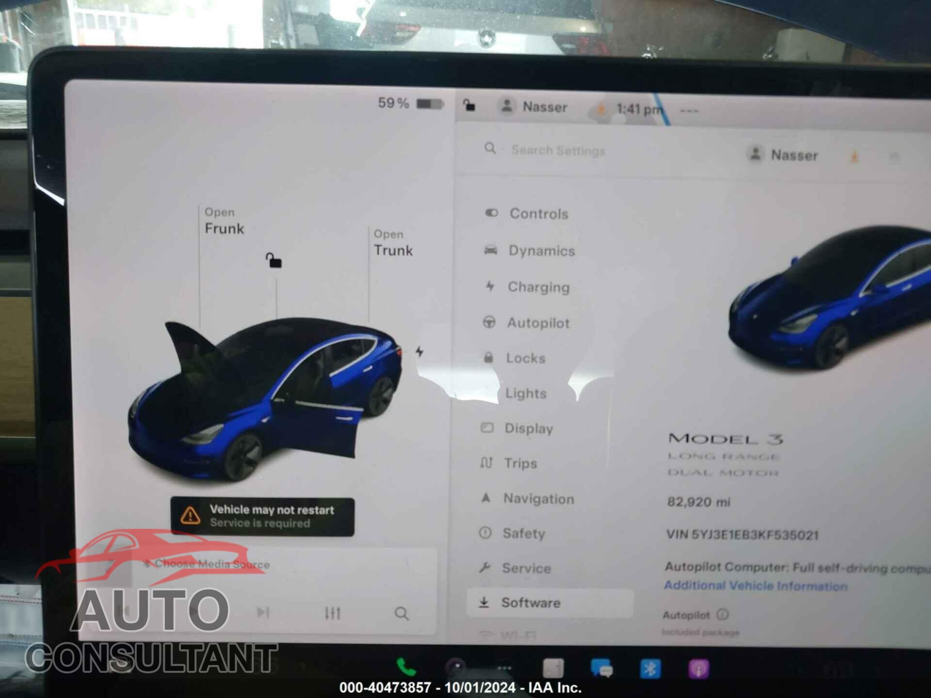 TESLA MODEL 3 2019 - 5YJ3E1EB3KF535021