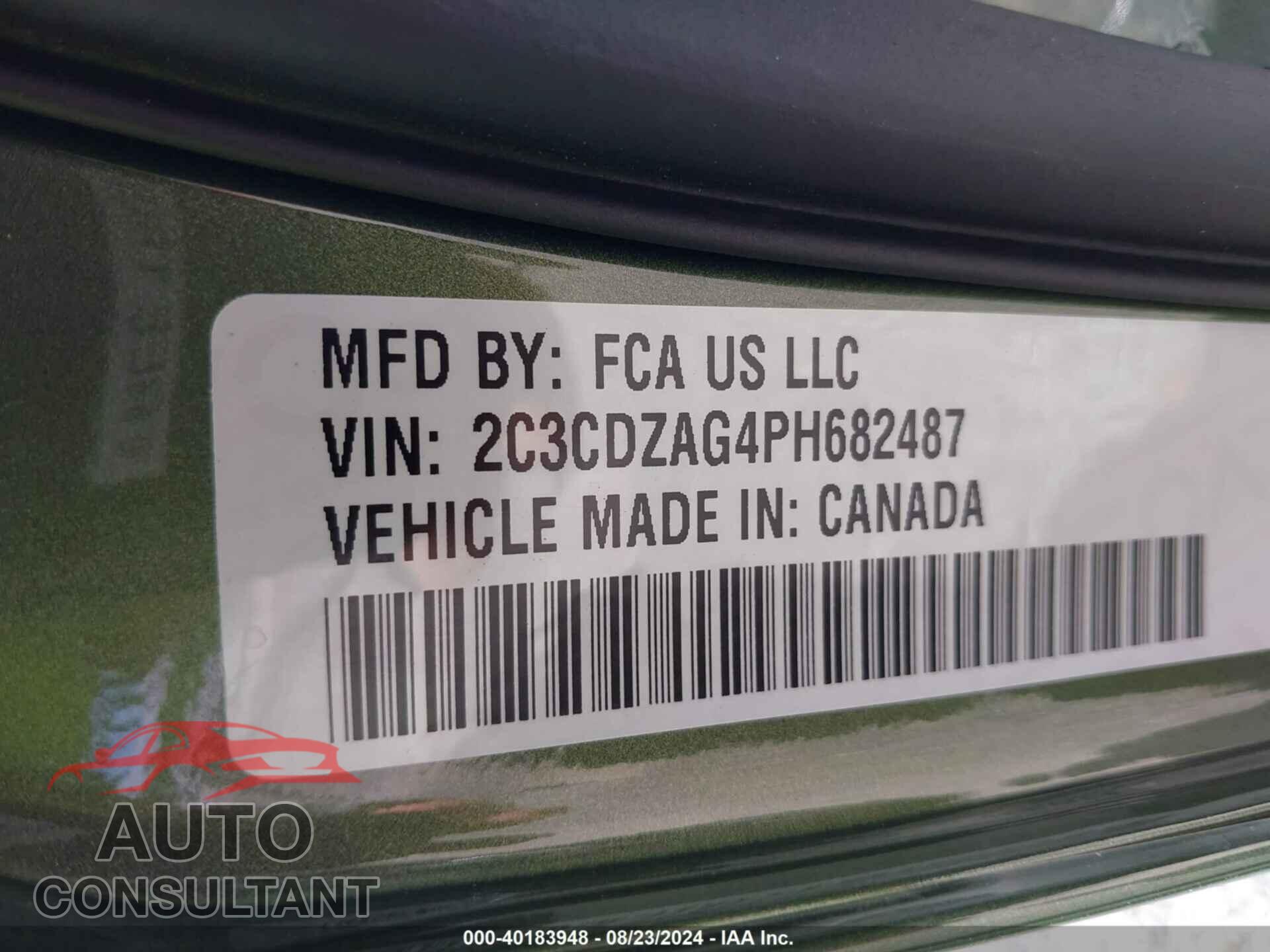 DODGE CHALLENGER 2023 - 2C3CDZAG4PH682487
