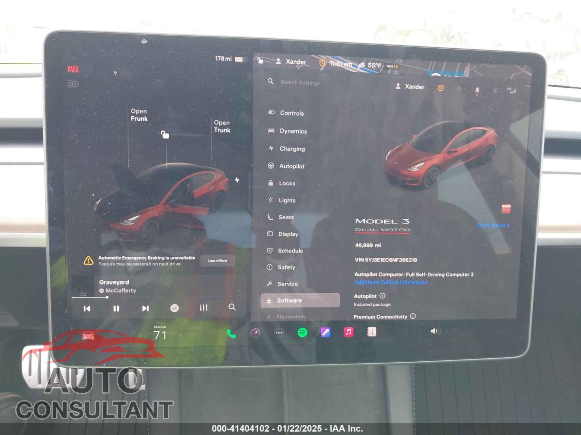 TESLA MODEL 3 2022 - 5YJ3E1EC6NF366318