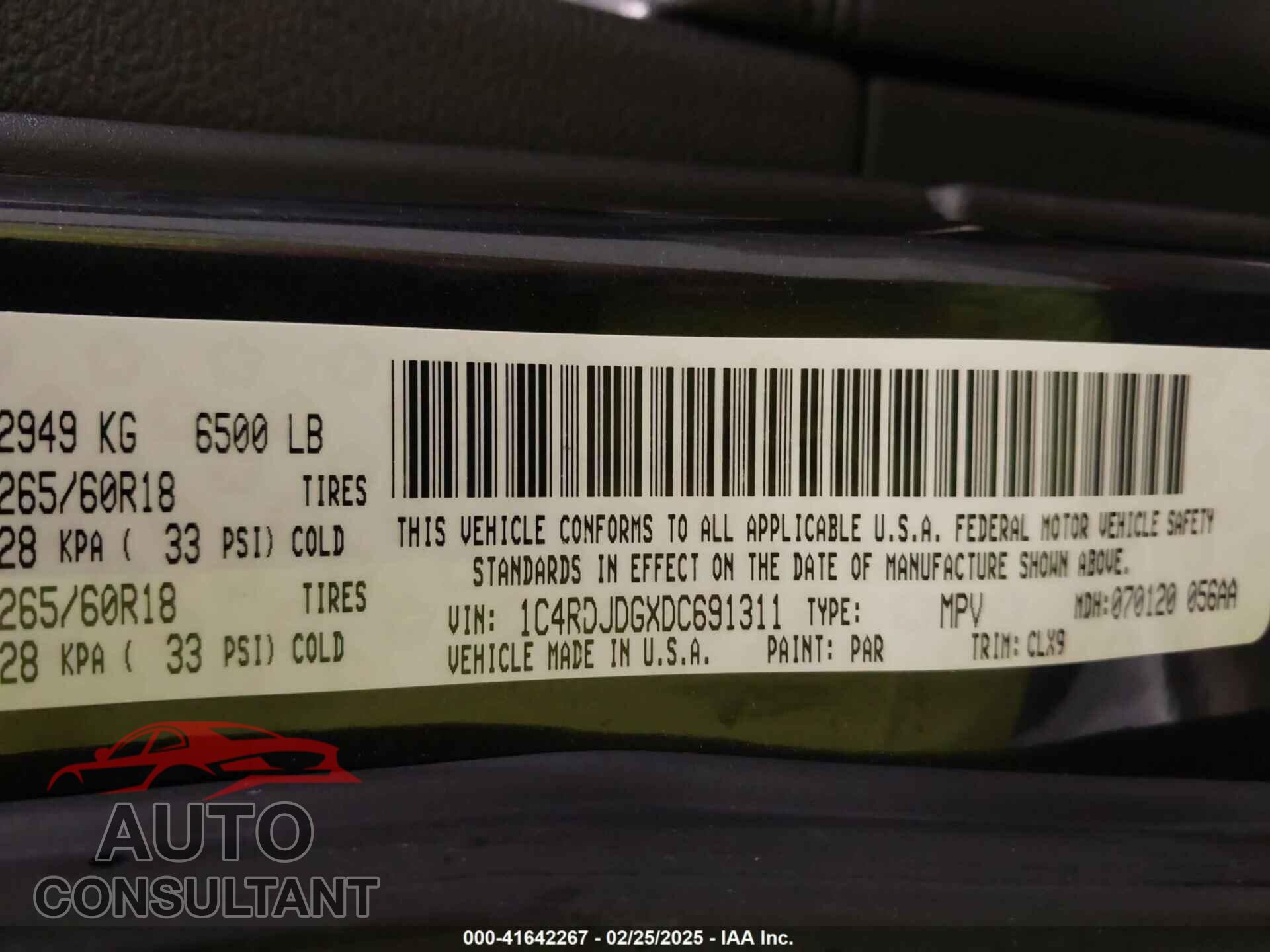 DODGE DURANGO 2013 - 1C4RDJDGXDC691311