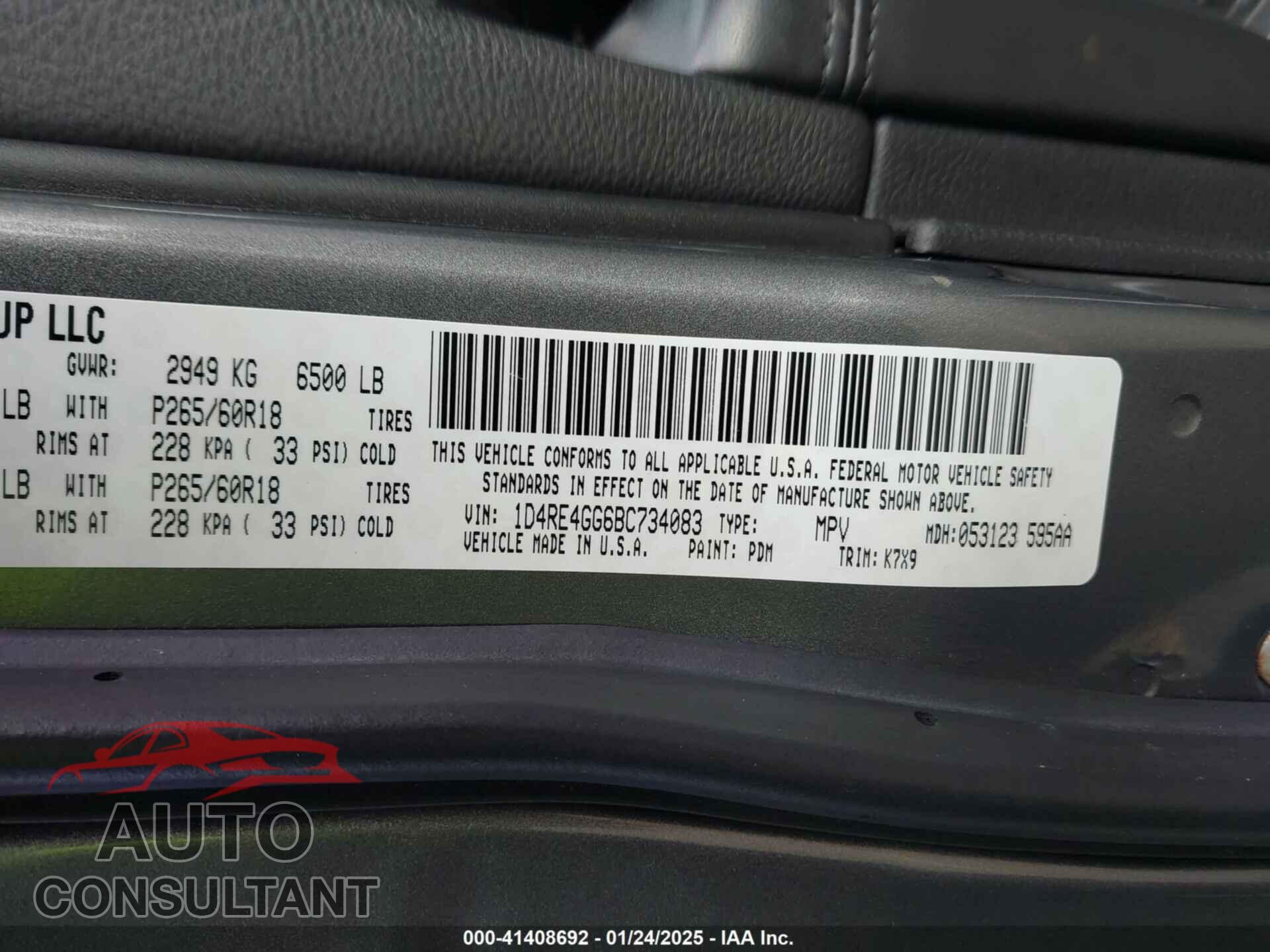 DODGE DURANGO 2011 - 1D4RE4GG6BC734083