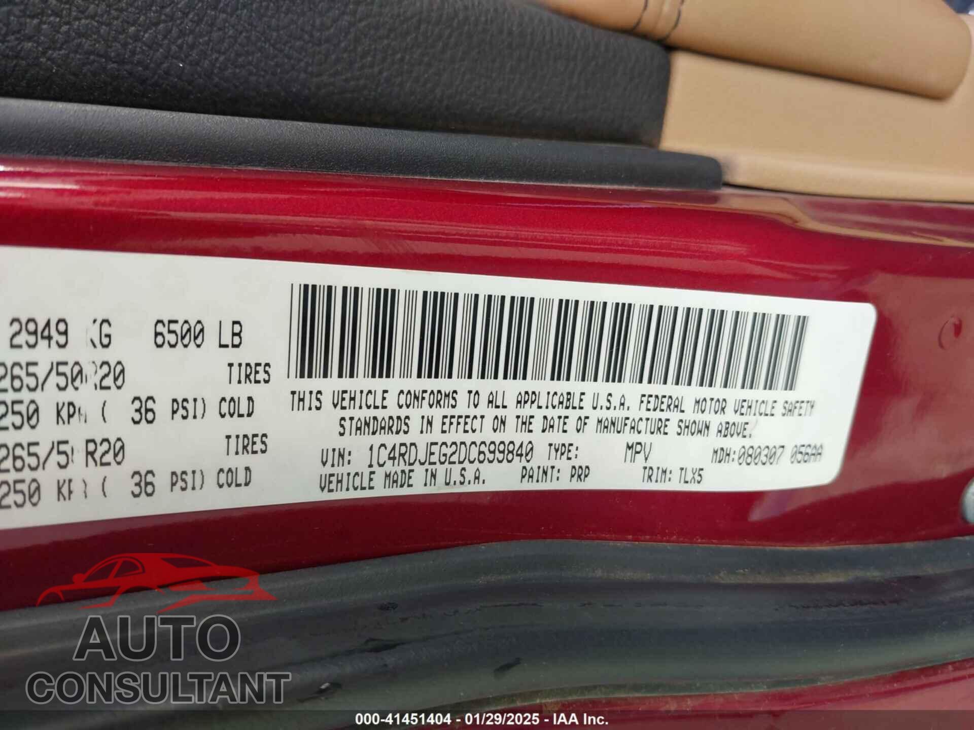 DODGE DURANGO 2013 - 1C4RDJEG2DC699840