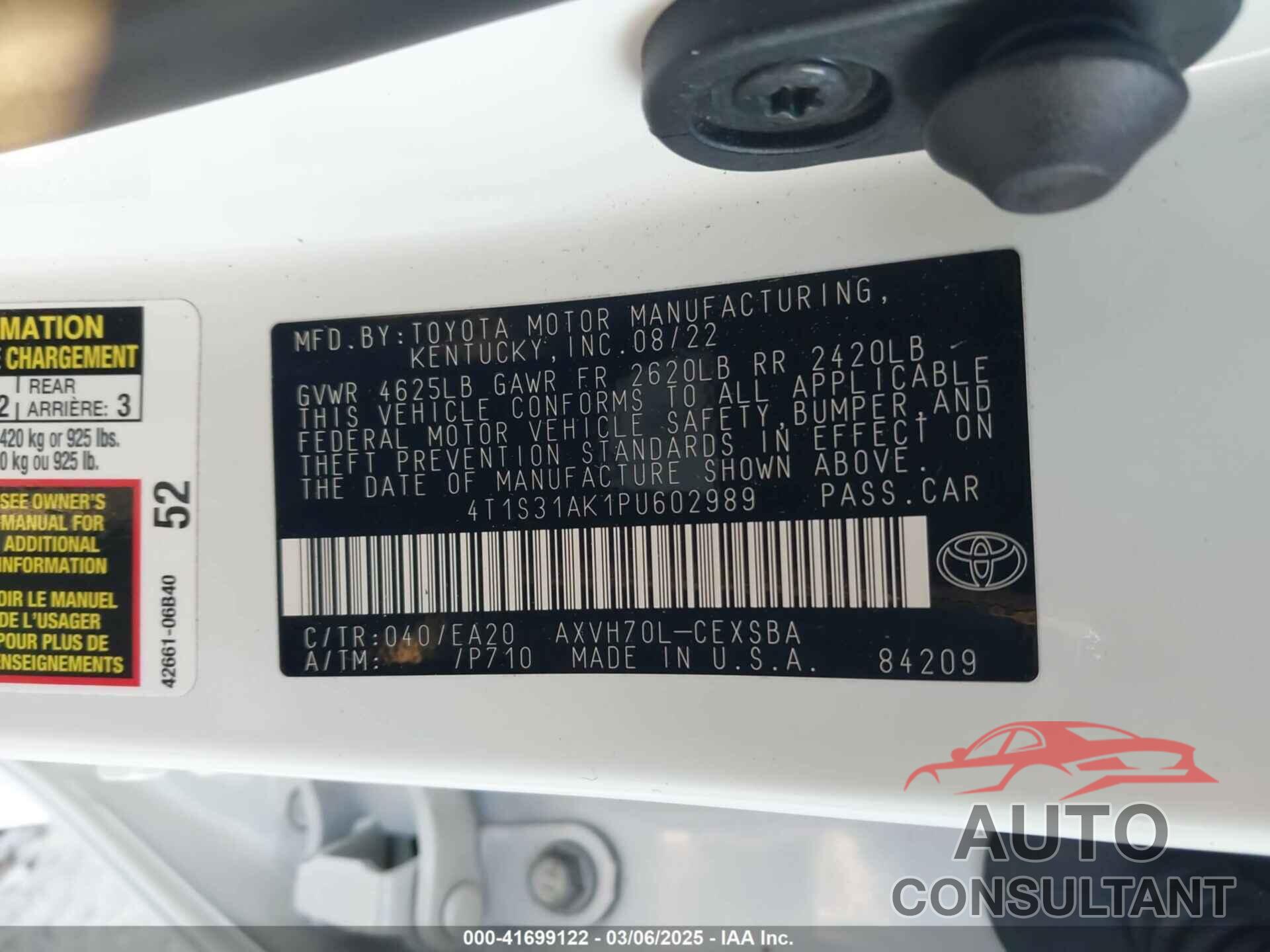 TOYOTA CAMRY 2023 - 4T1S31AK1PU602989