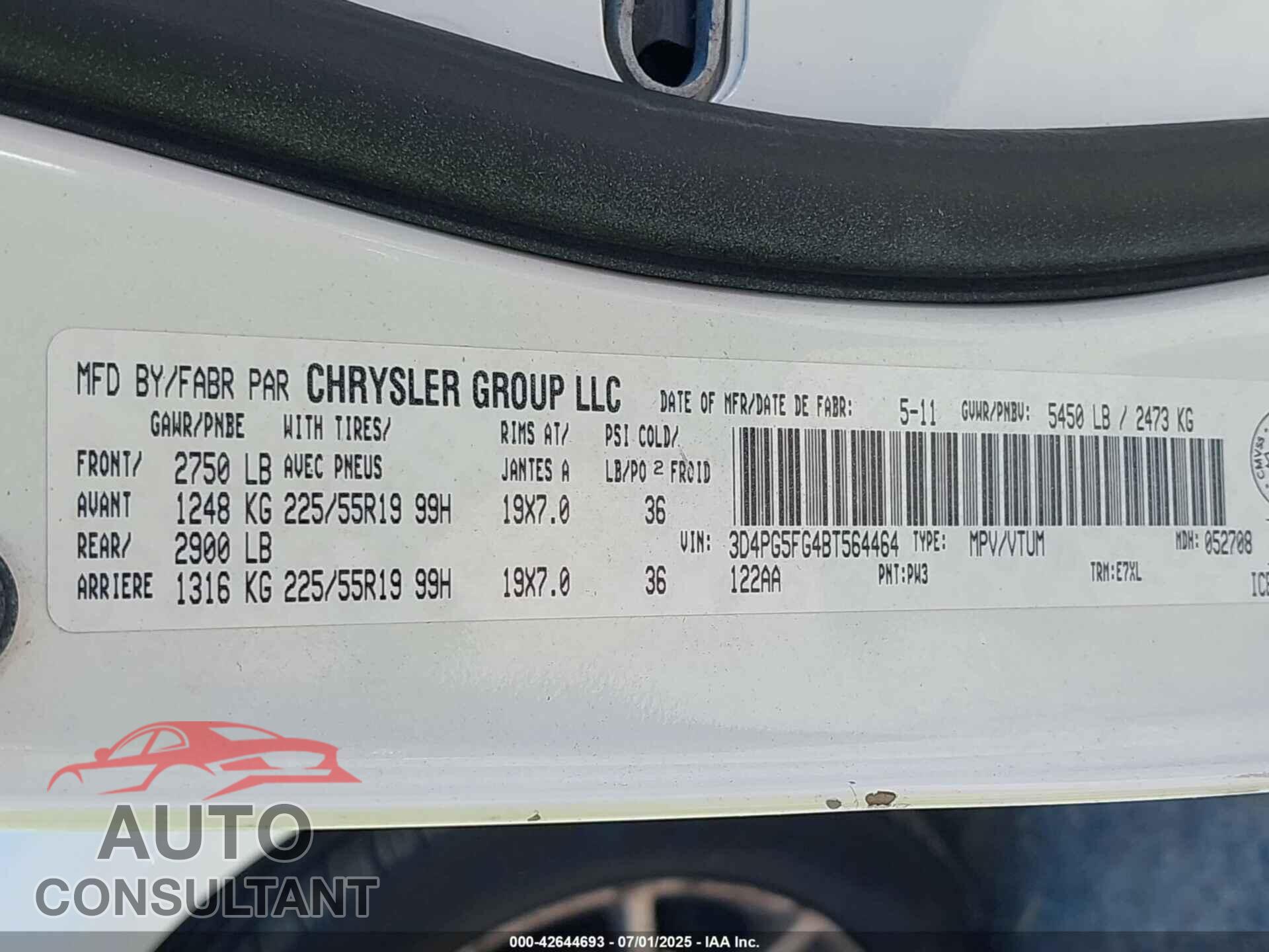 DODGE JOURNEY 2011 - 3D4PG5FG4BT564464
