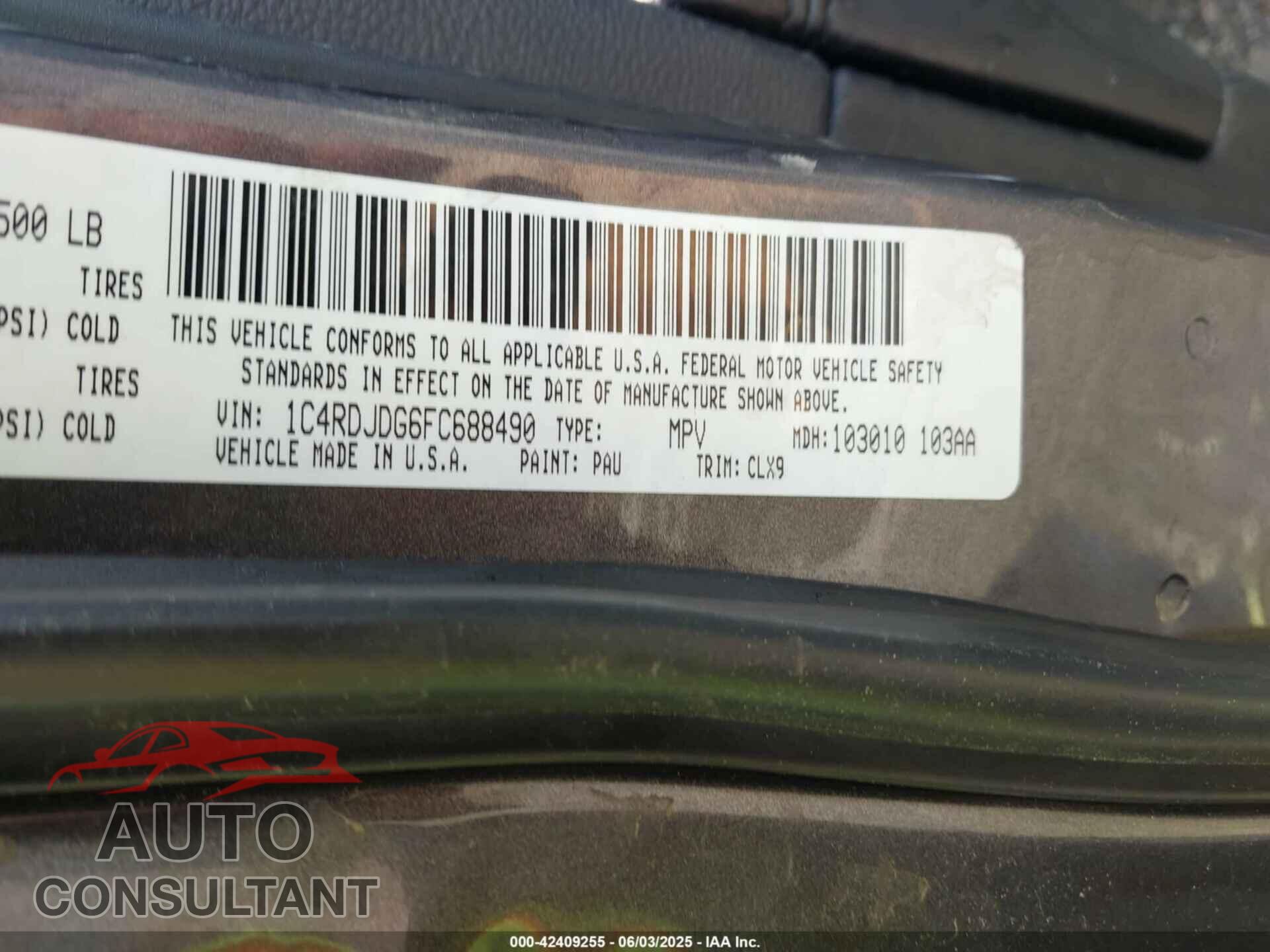 DODGE DURANGO 2015 - 1C4RDJDG6FC688490