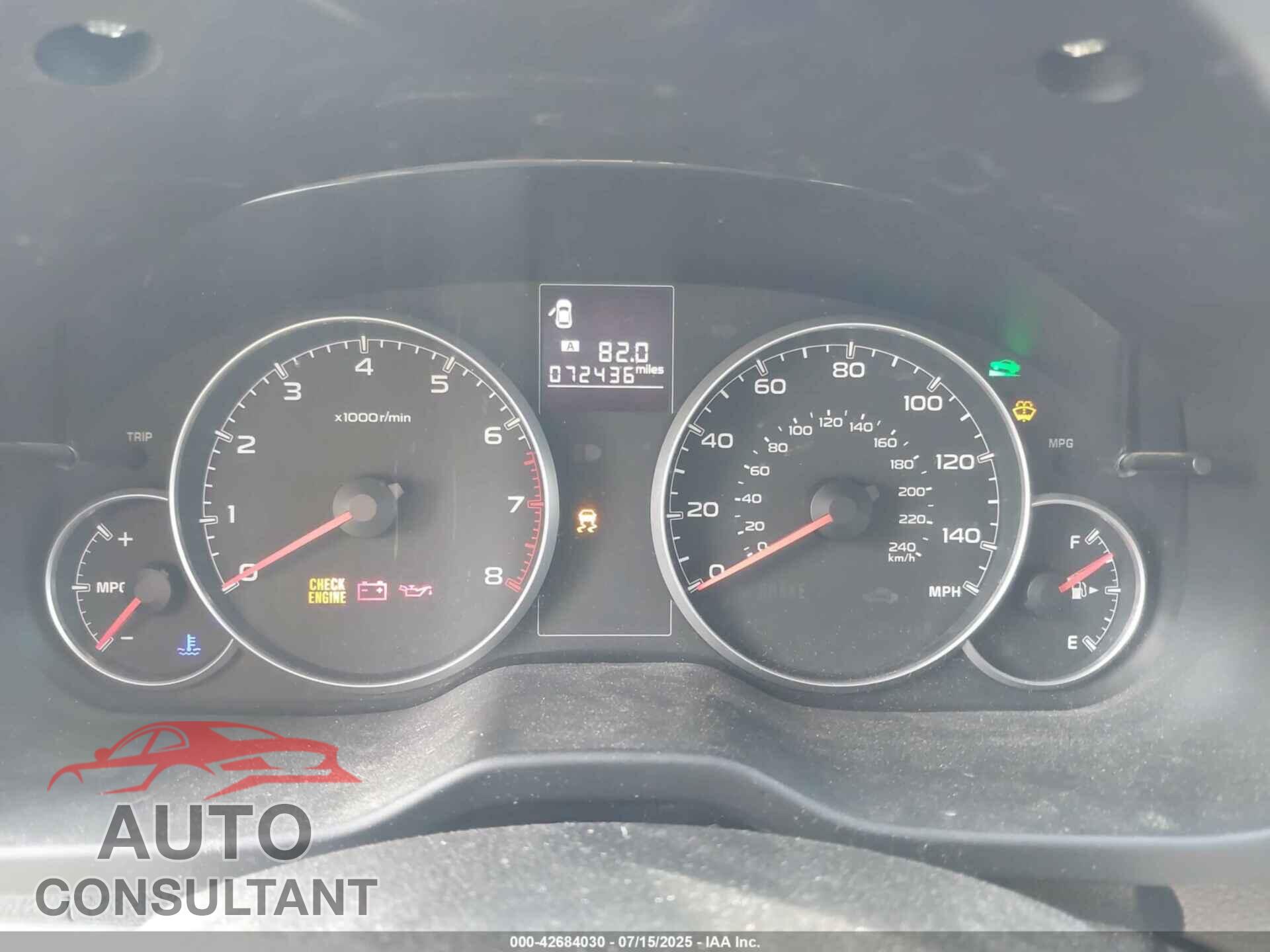 SUBARU OUTBACK 2014 - 4S4BRBCC4E1292359