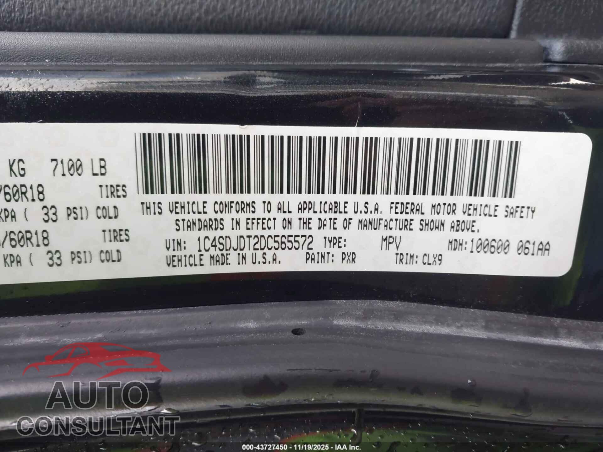 DODGE DURANGO 2013 - 1C4SDJDT2DC565572
