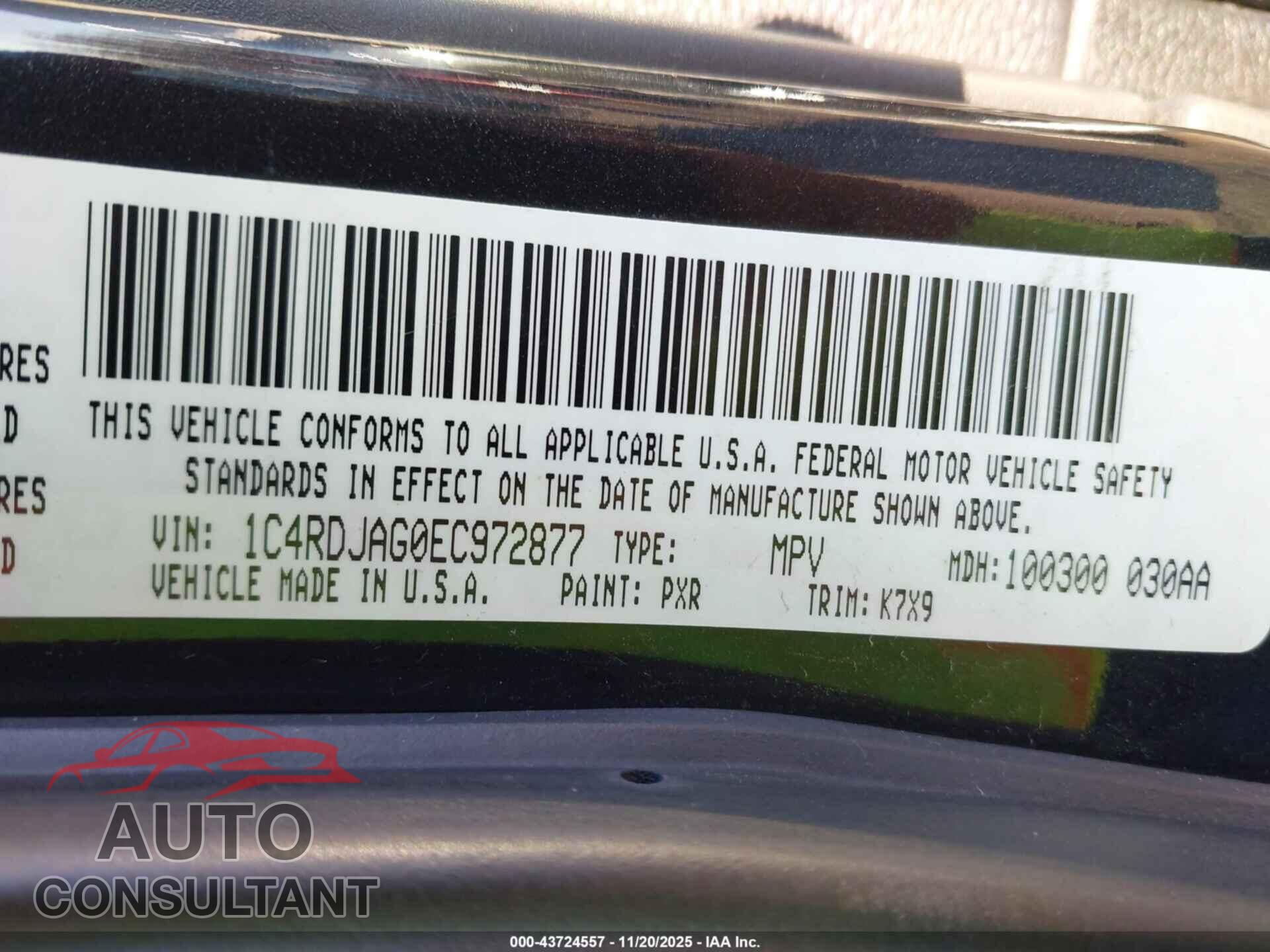 DODGE DURANGO 2014 - 1C4RDJAG0EC972877