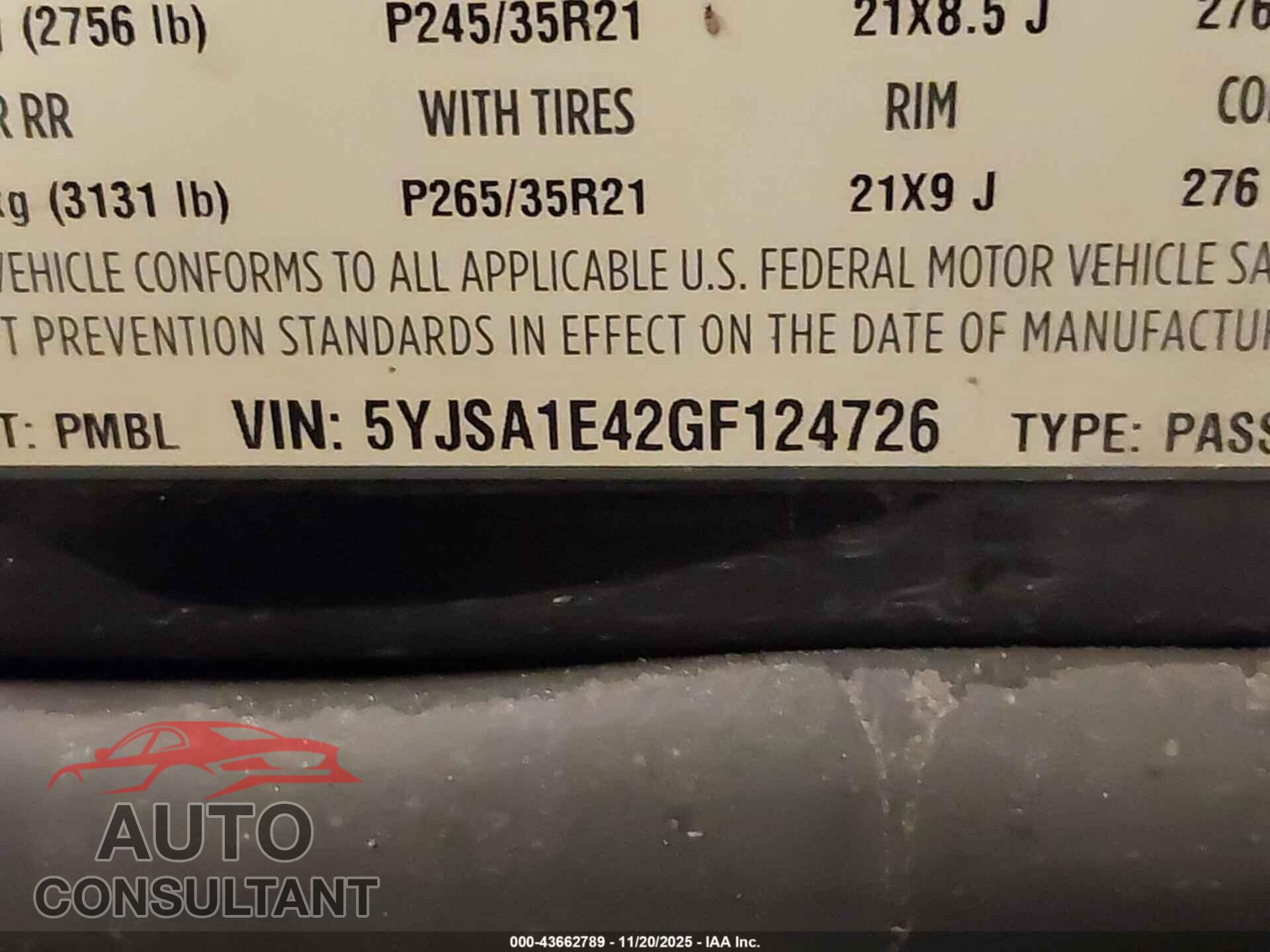 TESLA MODEL S 2016 - 5YJSA1E42GF124726