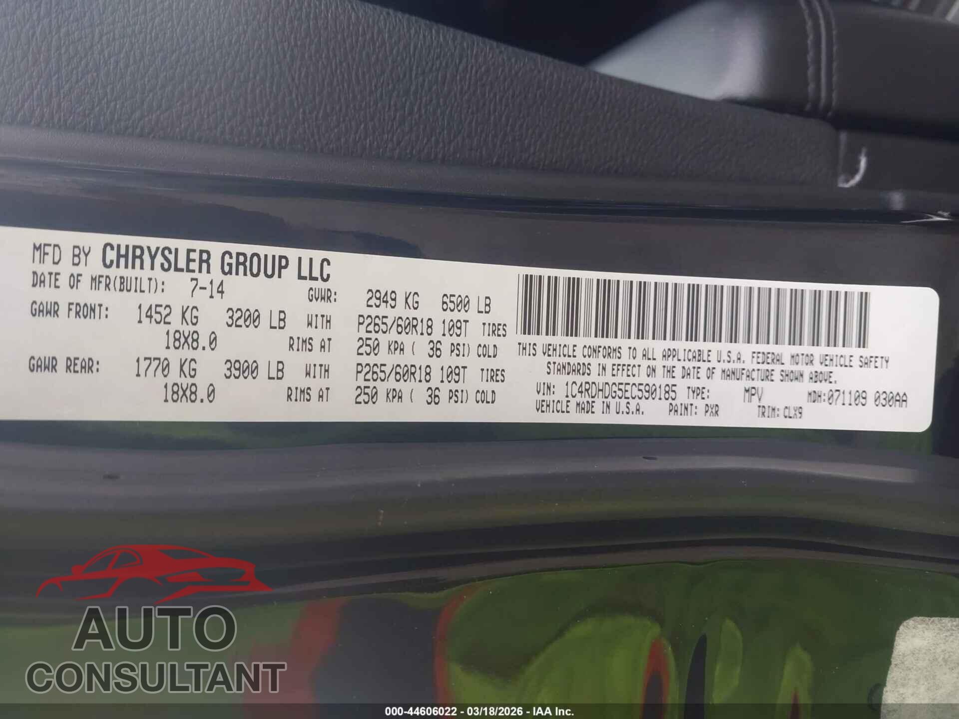 DODGE DURANGO 2014 - 1C4RDHDG5EC590185