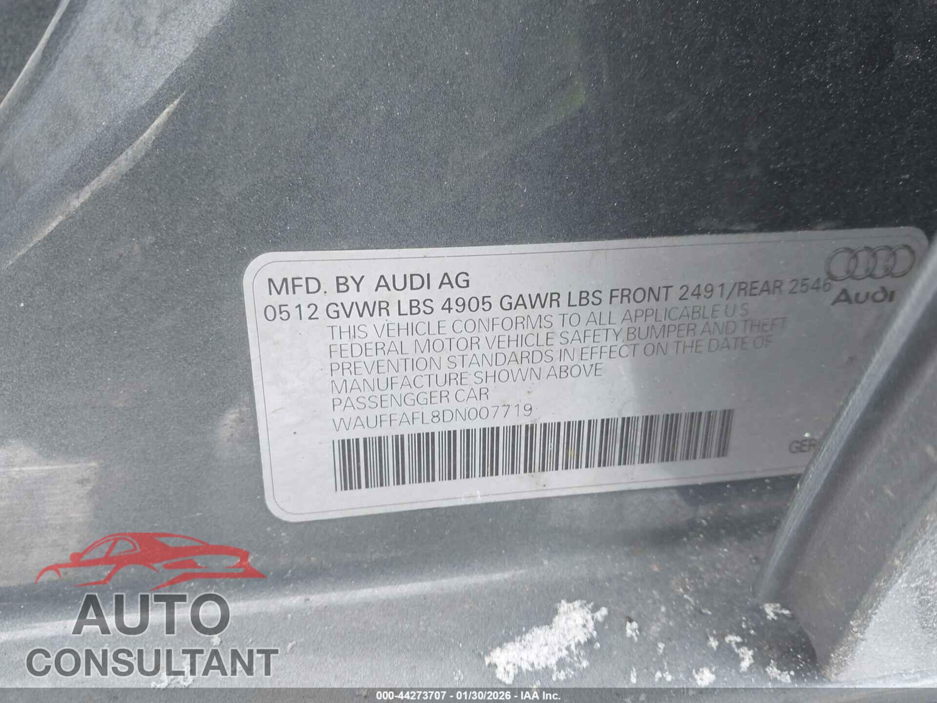 AUDI A4 2013 - WAUFFAFL8DN007719