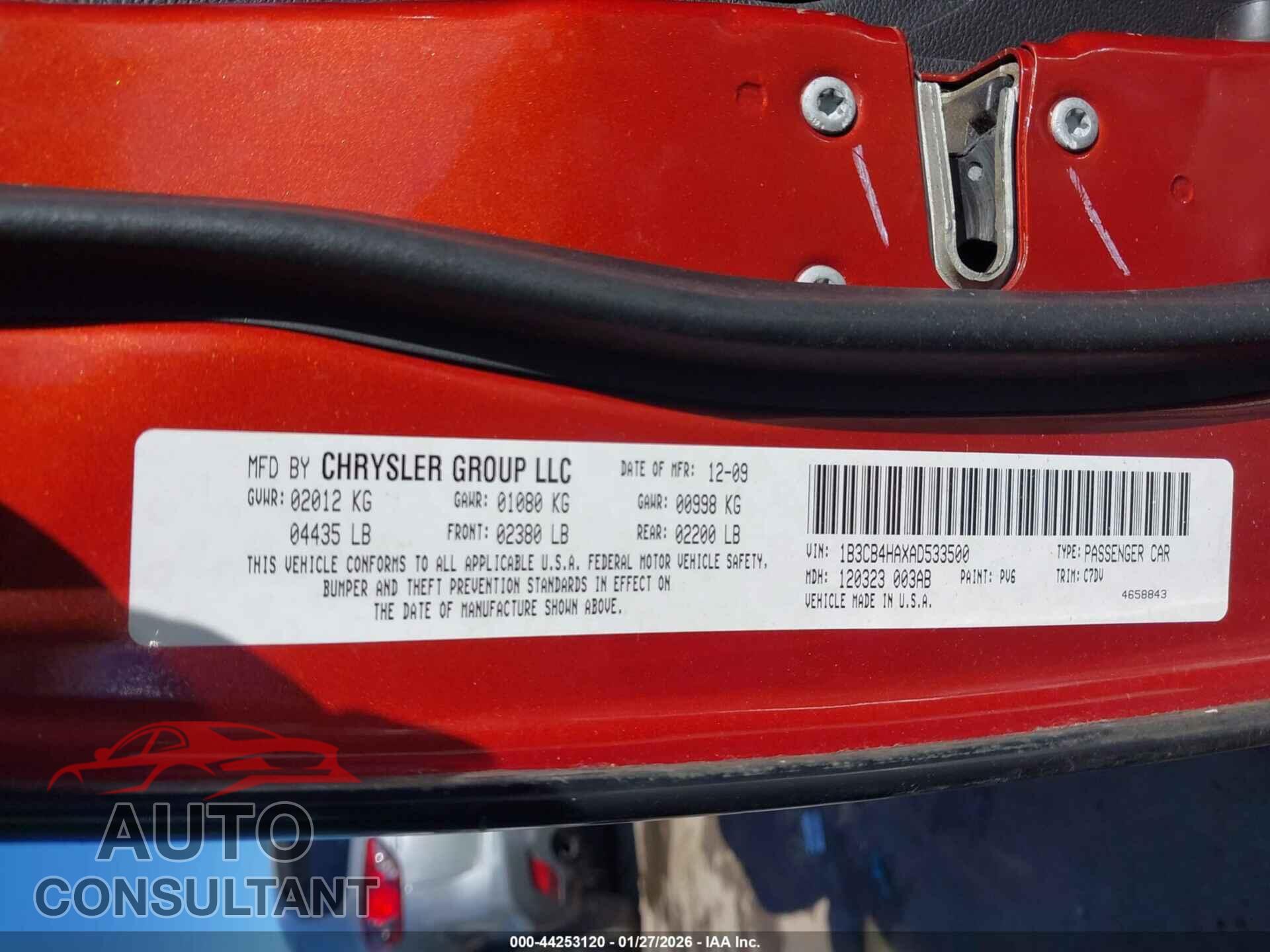 DODGE CALIBER 2010 - 1B3CB4HAXAD533500