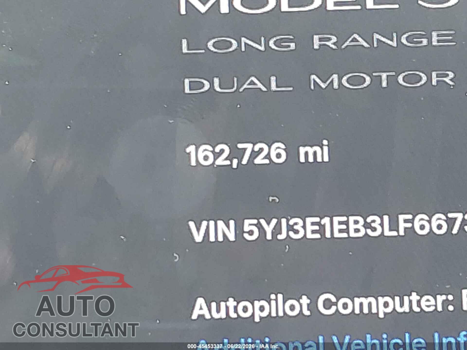 TESLA MODEL 3 2020 - 5YJ3E1EB3LF667357