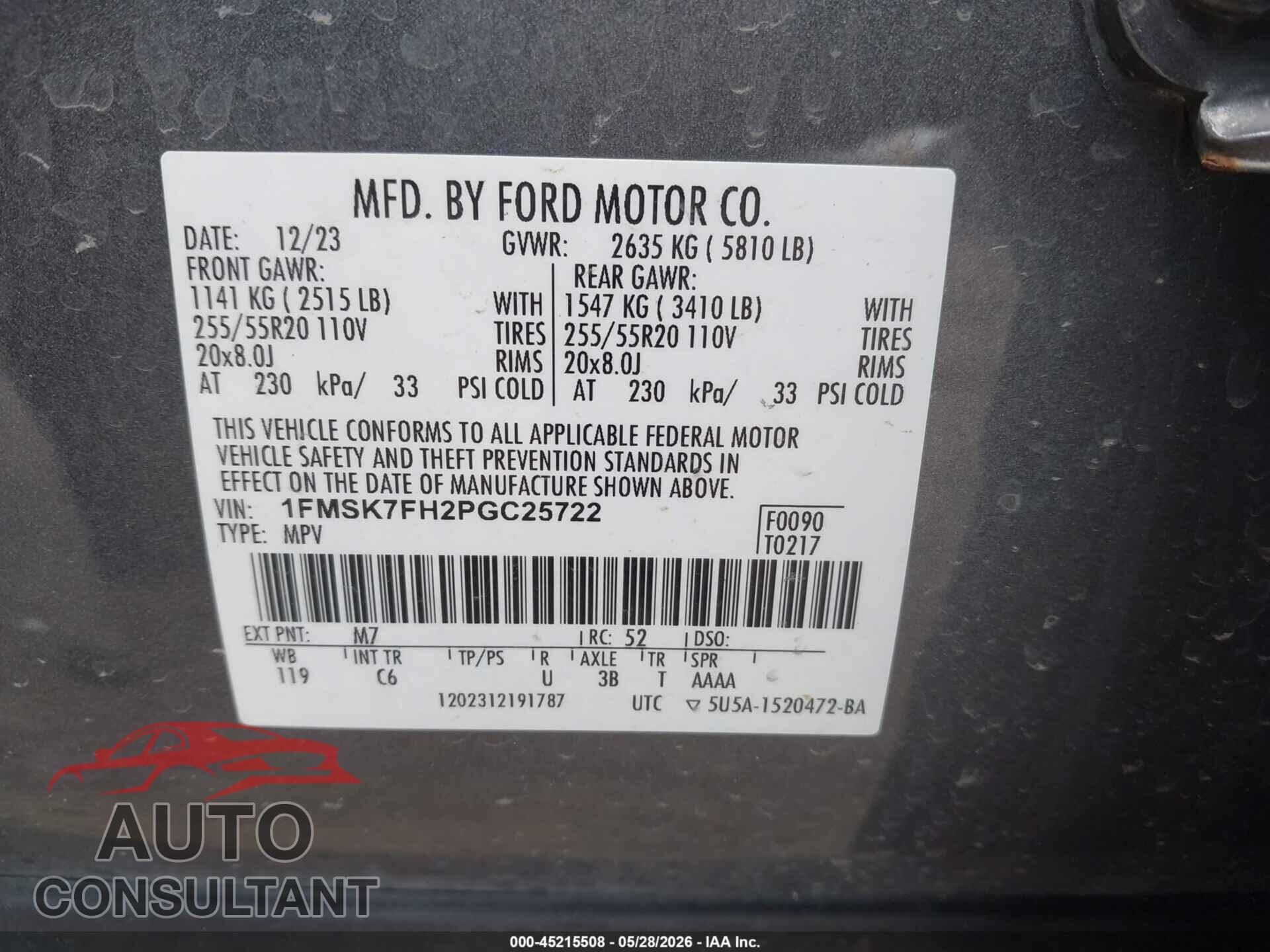 FORD EXPLORER 2023 - 1FMSK7FH2PGC25722