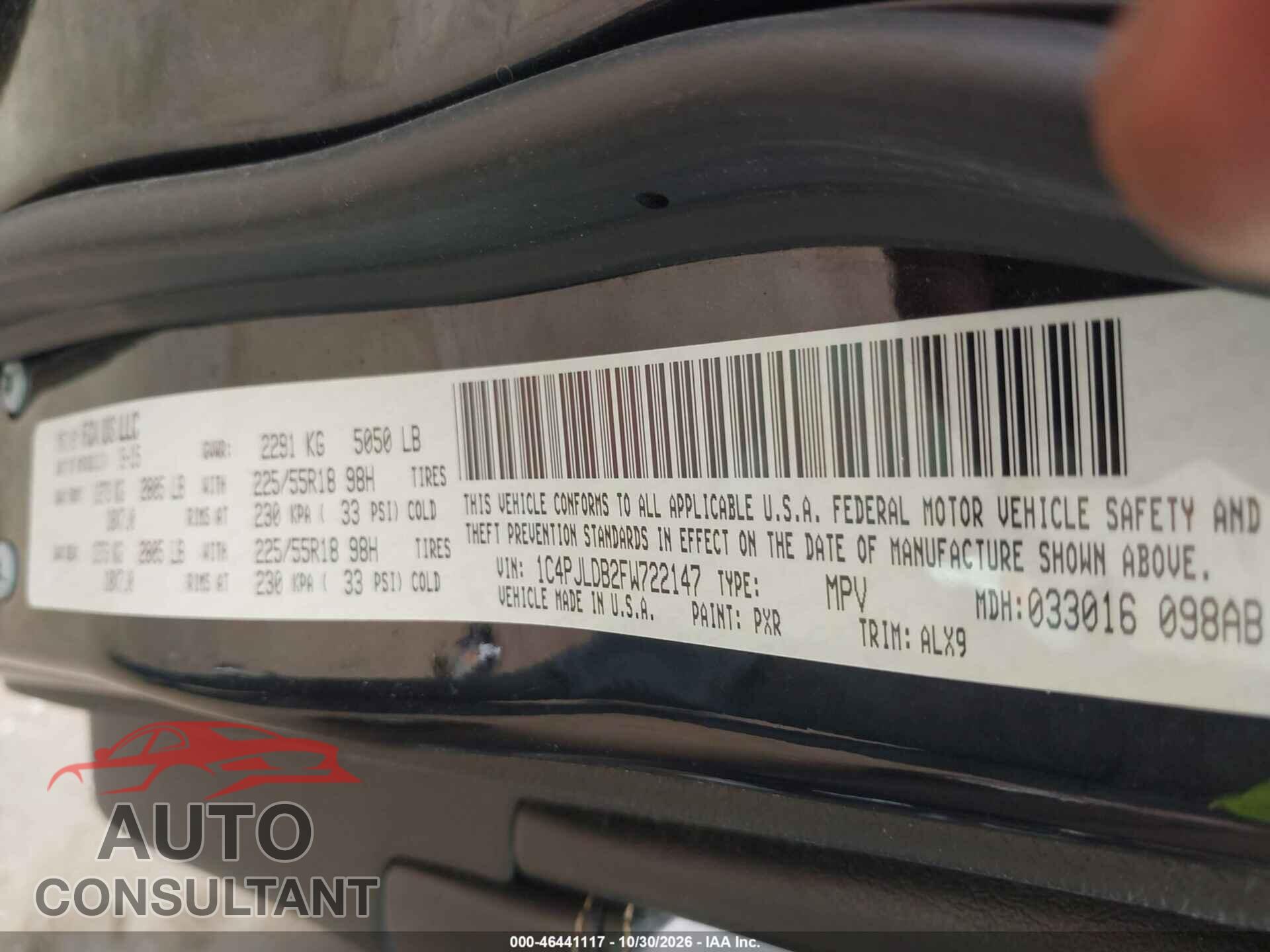 JEEP CHEROKEE 2015 - 1C4PJLDB2FW722147
